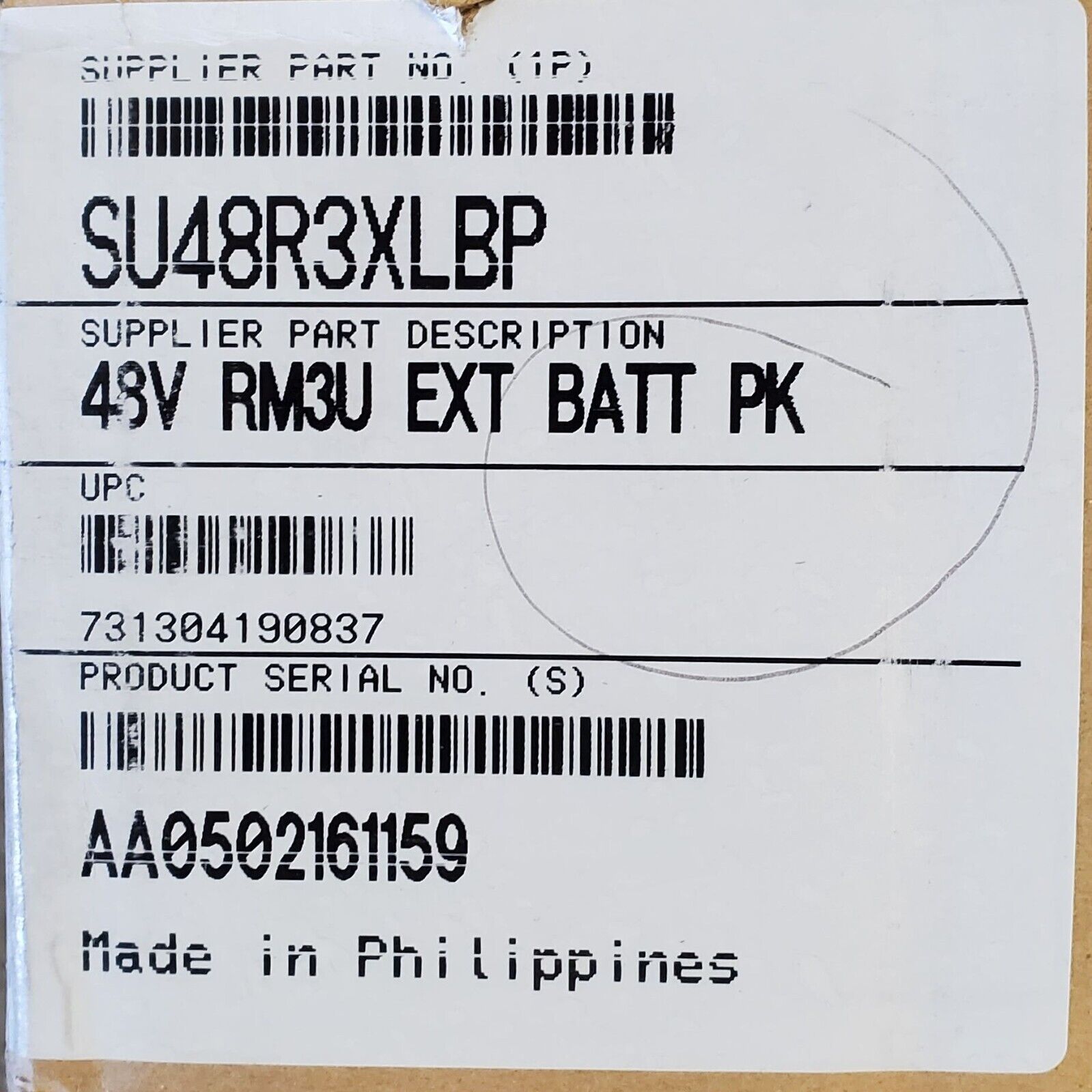 APC Smart-UPS External Battery Pack 48V, 1728VAh, Rackmount, 3U(SU48R3XLBP)