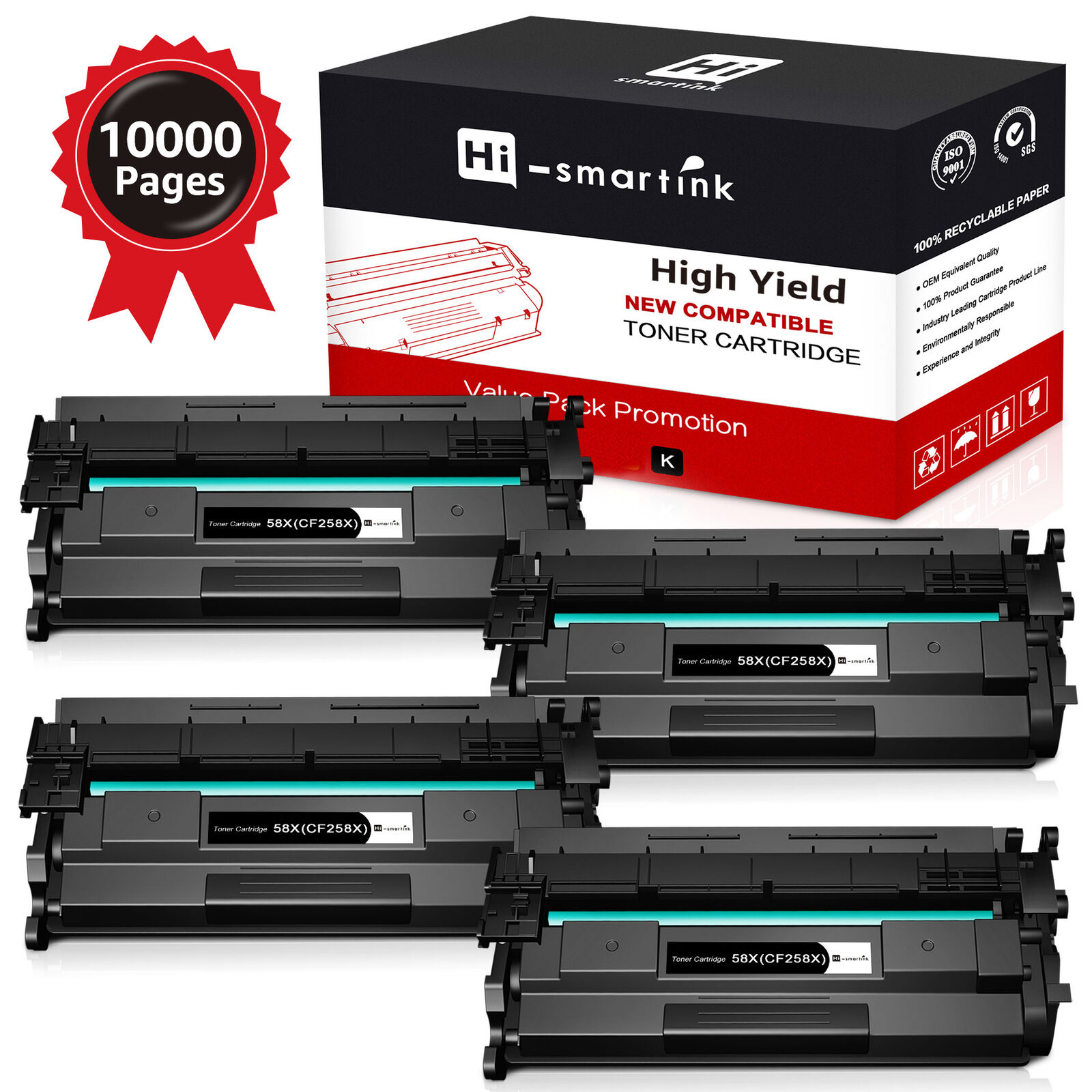 4PACK CF258X With Chip Toner for HP 58X LaserJet Pro M404 M404dn M304