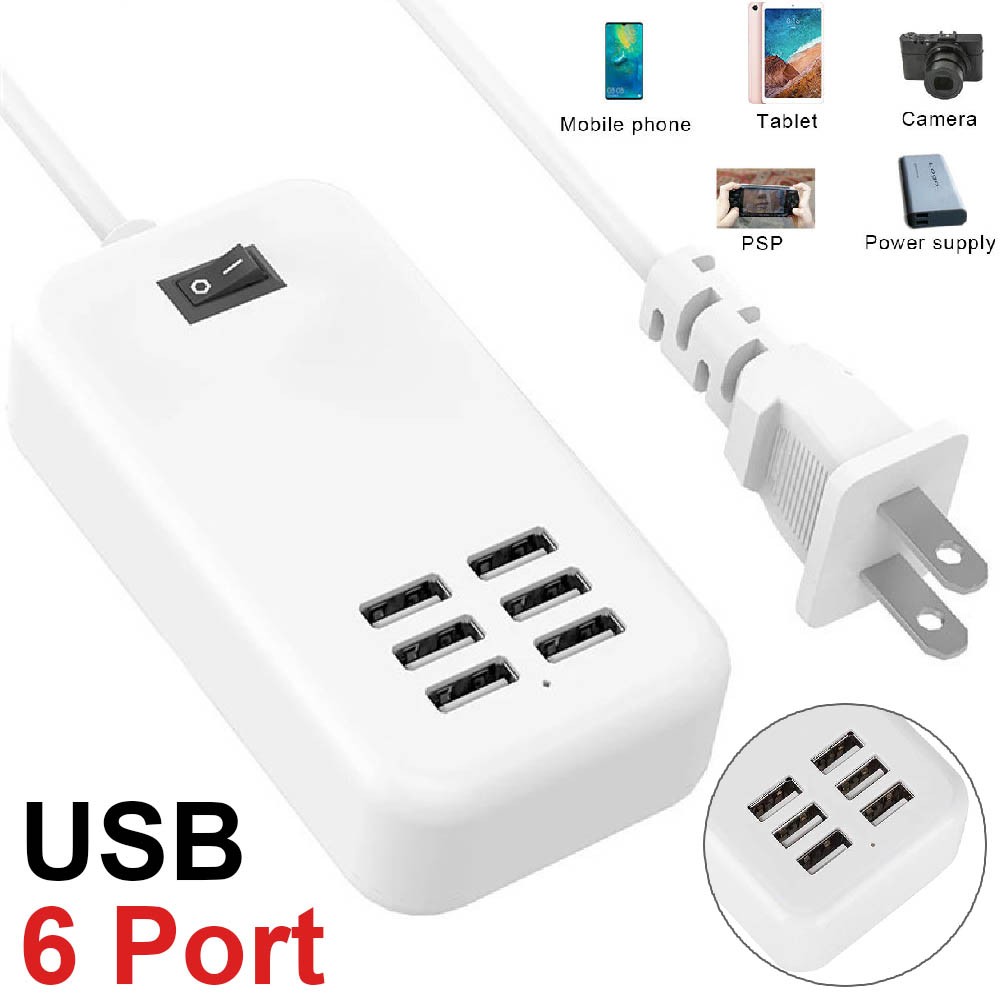 1-4x Fast Wall Charger Station 6 Port USB Hub Splitter AC Power Adapter Desktops