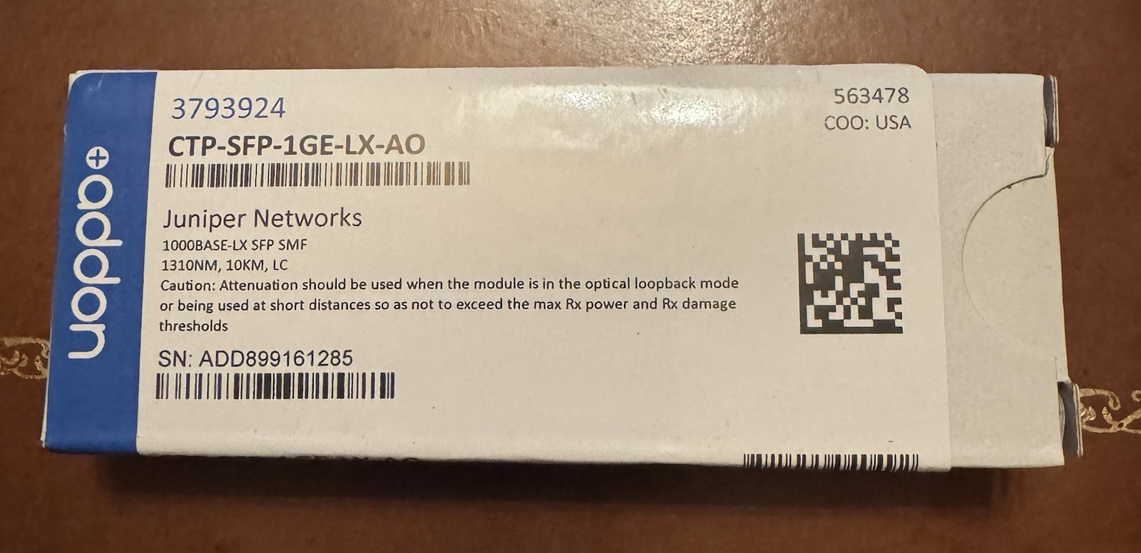 AddOn CTP-SFP-1GE-LX-AO 1000BASE-LX SFP Module LC 1 Gbps for Juniper Networks