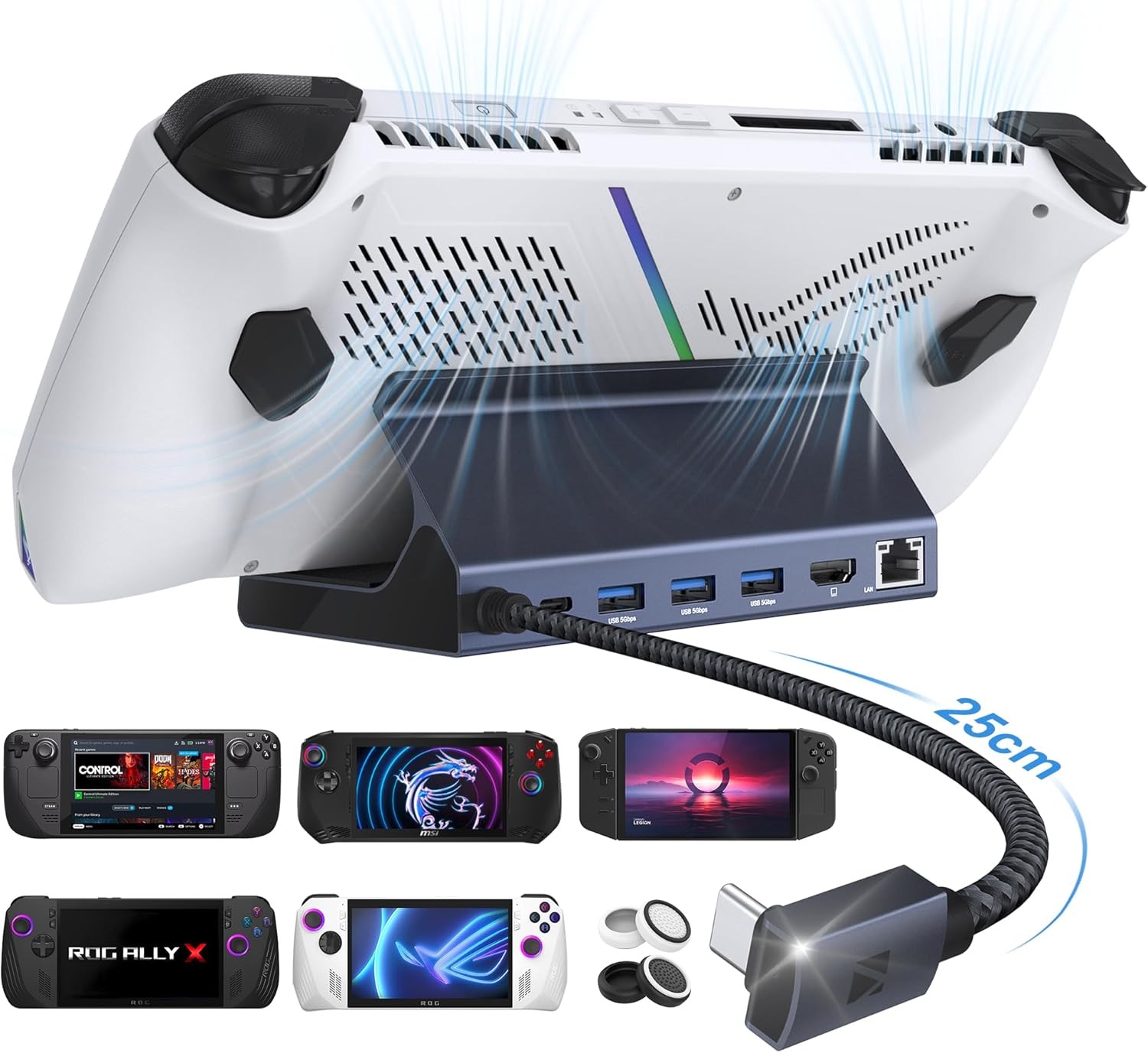 iVANKY ROG Ally Dock, 8-in-1 Docking Station 4K@144Hz for ASUS ROG Ally X/Valve