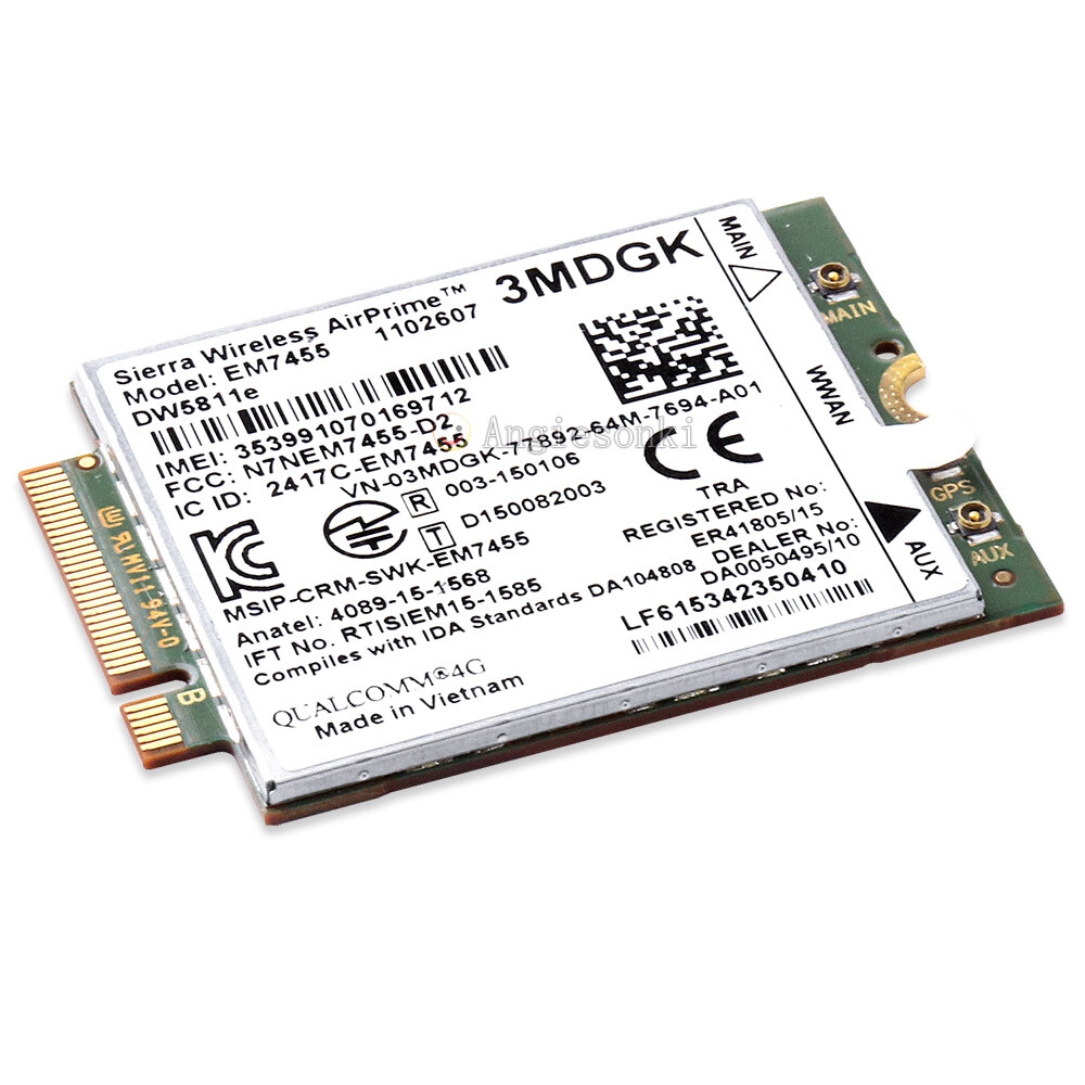 Dell E7270 E7470 E7370 DW5811E 1DPXG MM9JH MR7VT EM7455 LTE 4G WWAN Card Module