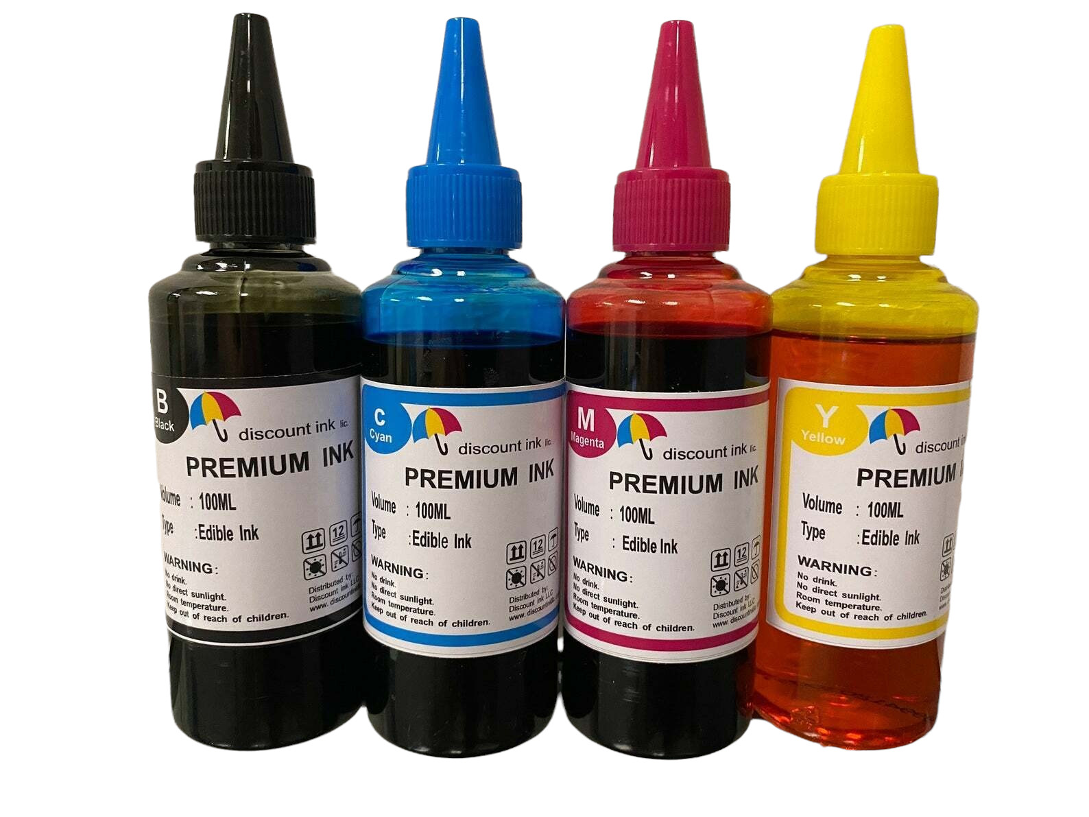 Edible Ink Refill bottles Kit  4x100ml for Canon & Epson Printers