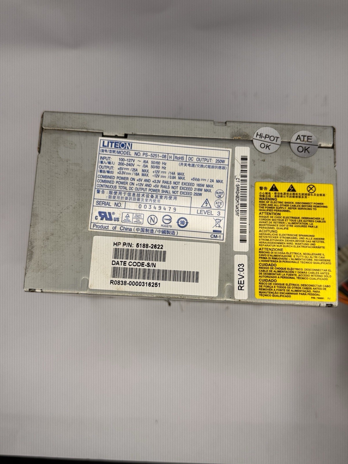 Desktop Computer Liteon HP PS-5251-08 Power Supply PSU