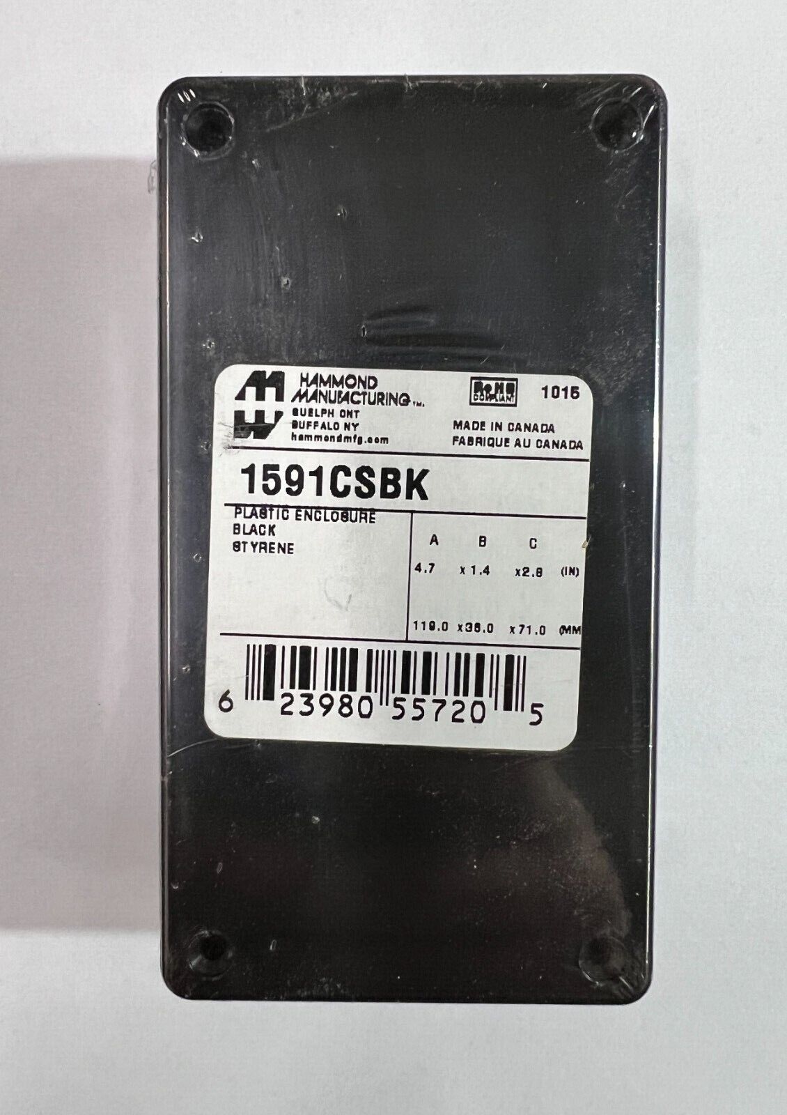 Hammond 1591CSBK Black ABS Plastic Project Box 4.7\
