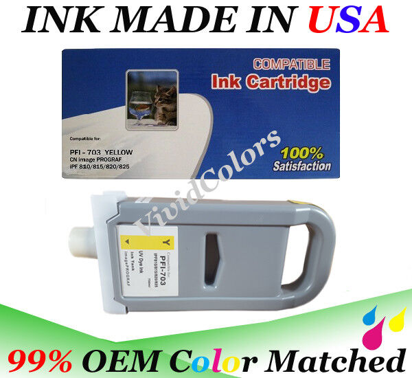 Cartridge fits canon PFI-703 Yellow Y Ink iPF 810 815 820 825 imagePROGRAF 