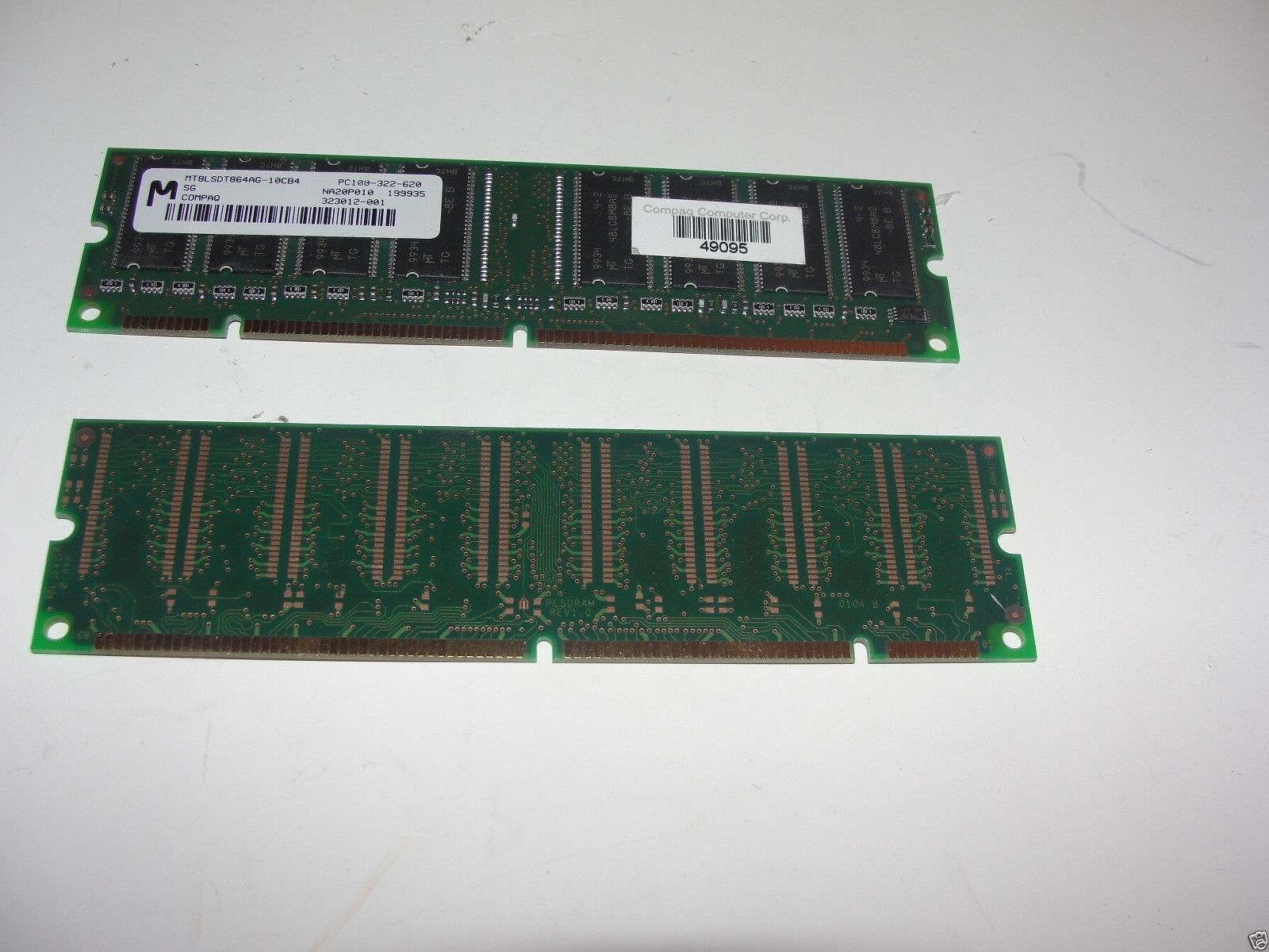 LOT OF TWO(2) COMPAQ 323012-001 64MB PC100 SDRAM DIMM MEMORY  Free S&H