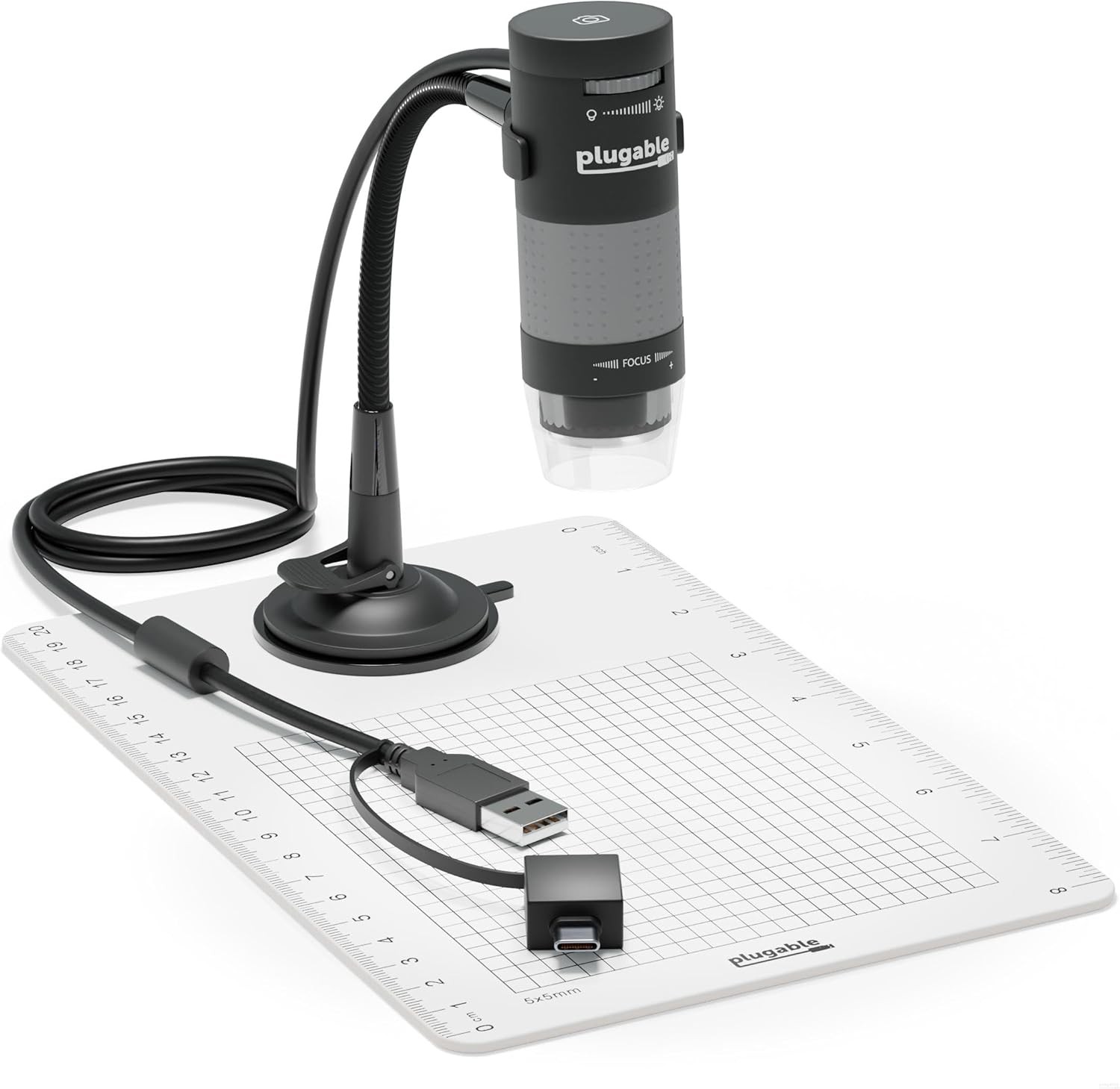 Plugable USB Digital Microscope 250x, 2MP Micro Camera with Flexible black 