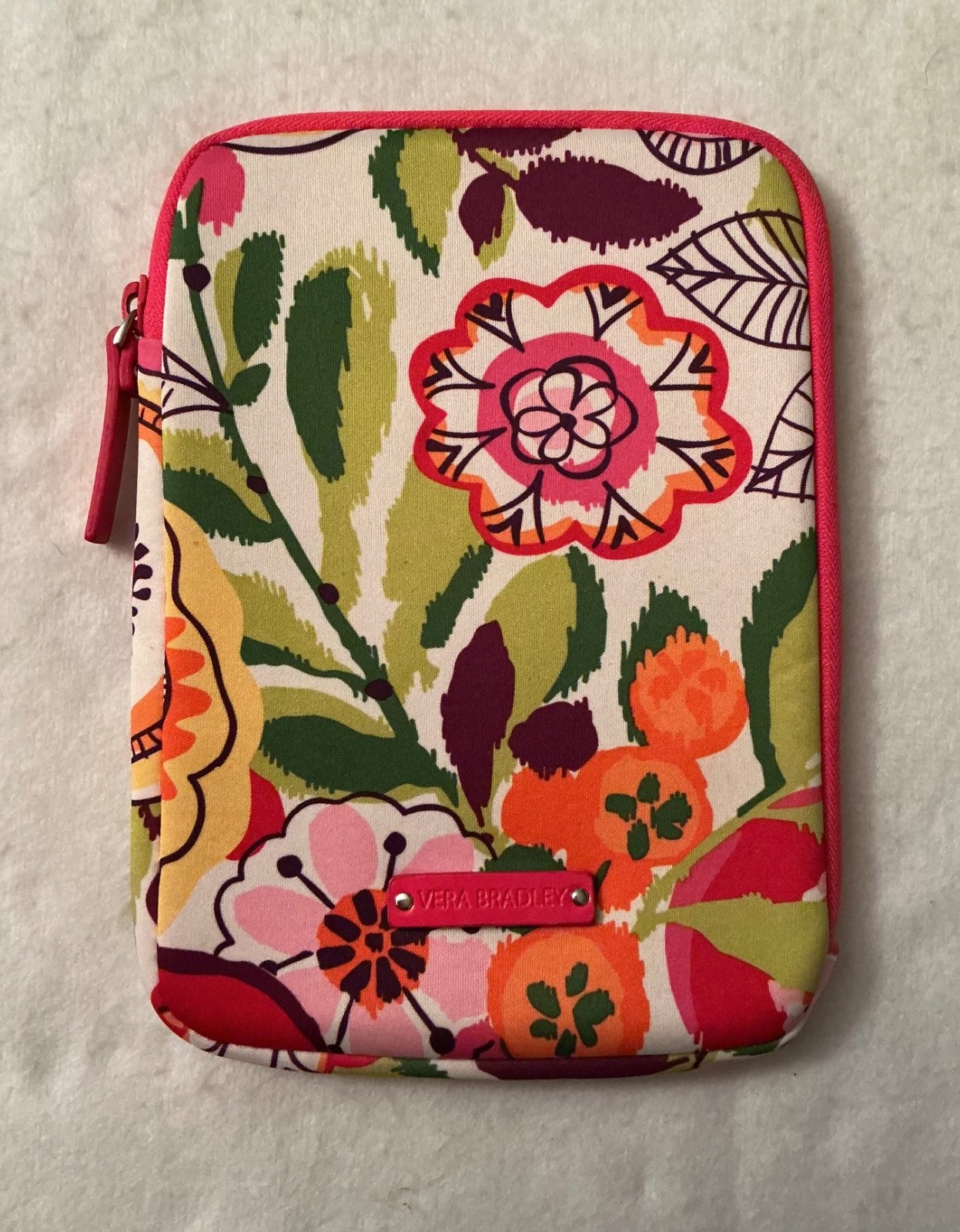 Vera Bradley Clementine Tablet Reader Sleeve Neoprene Padded Pouch Case Zipper