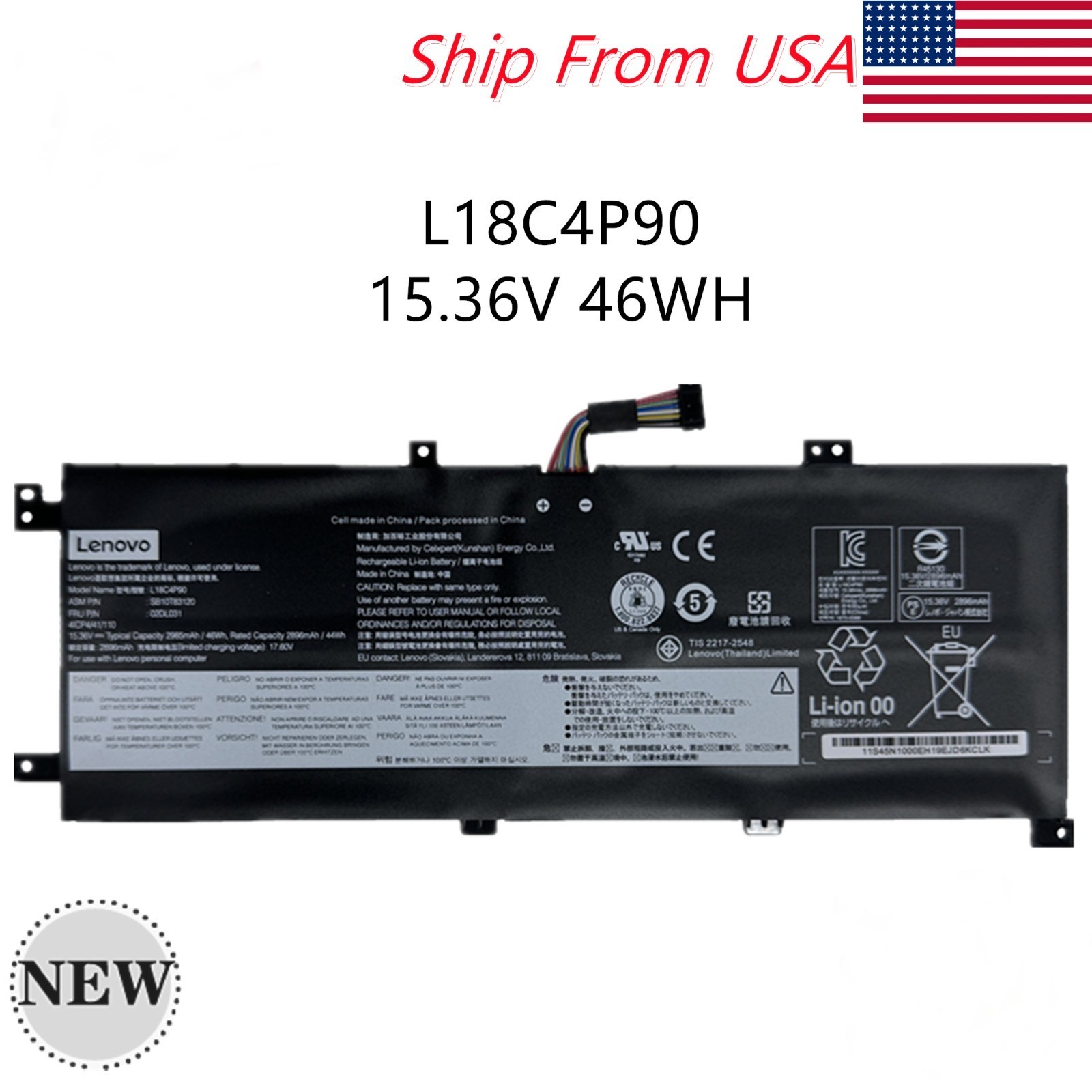 Genuine L18C4P90 Battery For Lenovo ThinkPad L13 Yoga 20R5 20R6 L13 1st/2nd Gen