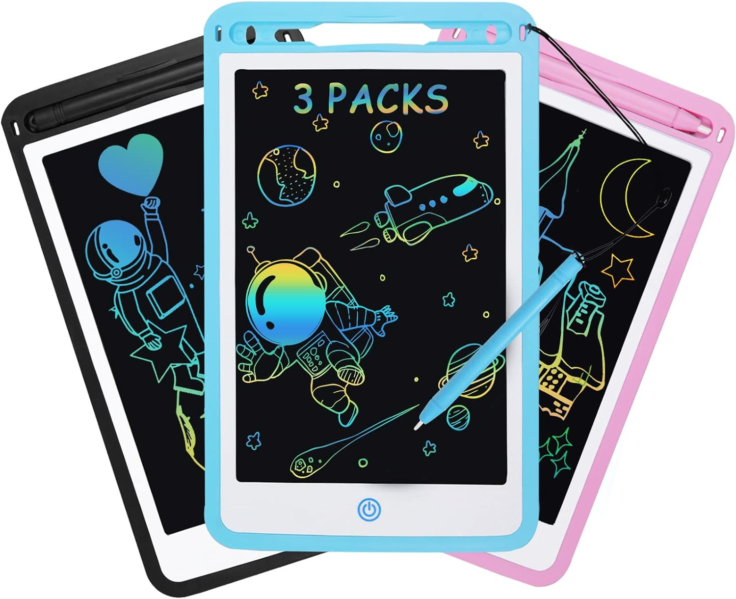 3 Packs LCD Writing Tablet for Kids, 8.5Inch Doodle Board Colorful Screen Drawin
