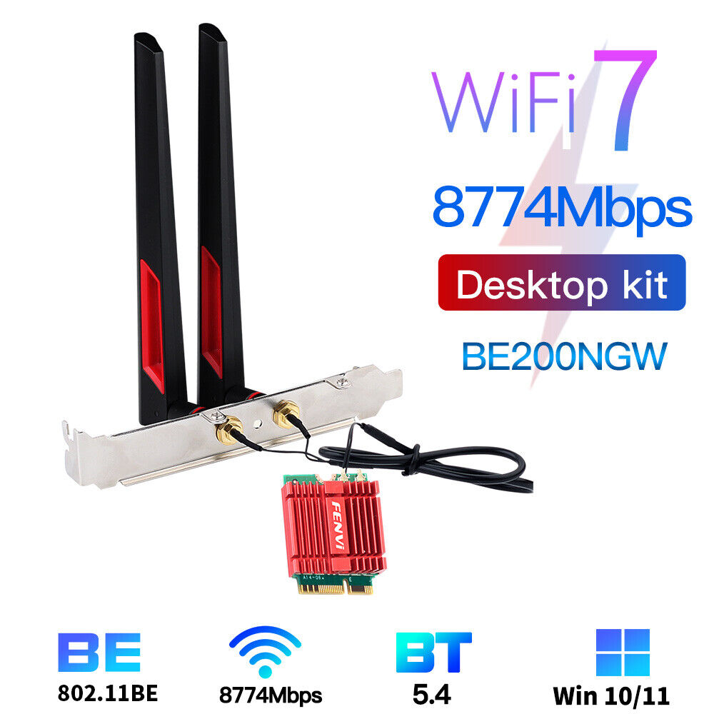 WiFi7 7th M.2 NGFF Mini WiFi Card WiFi7 Desktop Kit Bluetooth5.4 Network Adapter