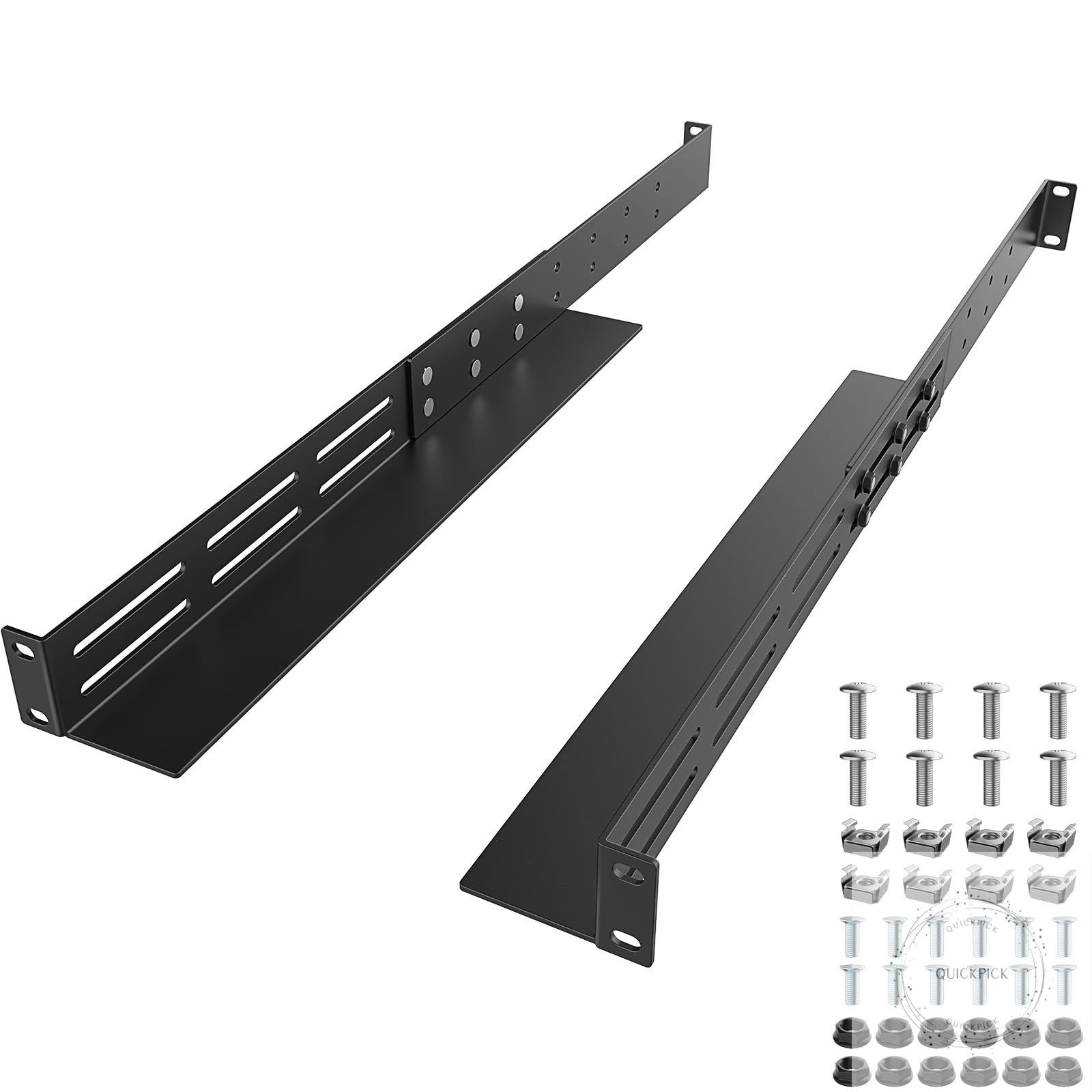 1U Universal Rack Mount Rails 4-Post Server Rack Shelf Rail 16"-30" Adjustable