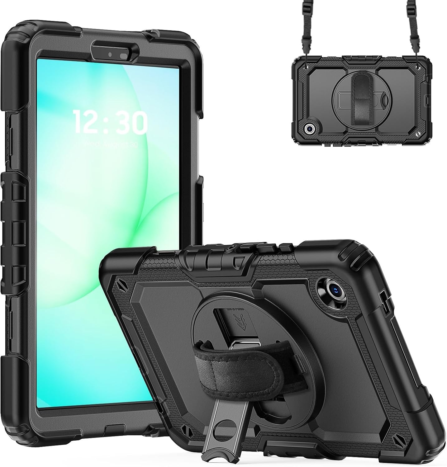 Galaxy Tab A11 2025 8.7 Inch Case - Black, Includes Screen Protector & 360° Stan