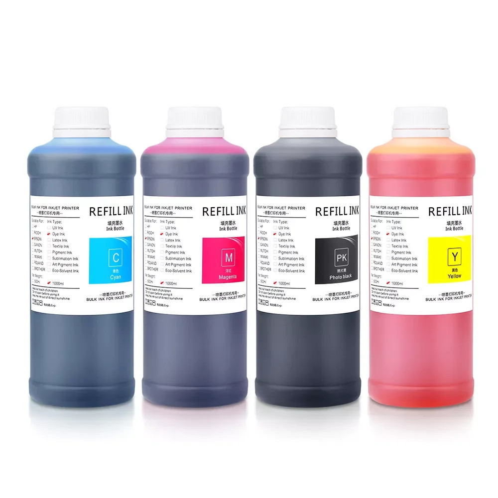 1000ml/pcs 4 Colors Dye Ink for HP Page-width Printheads Darkened Color Version