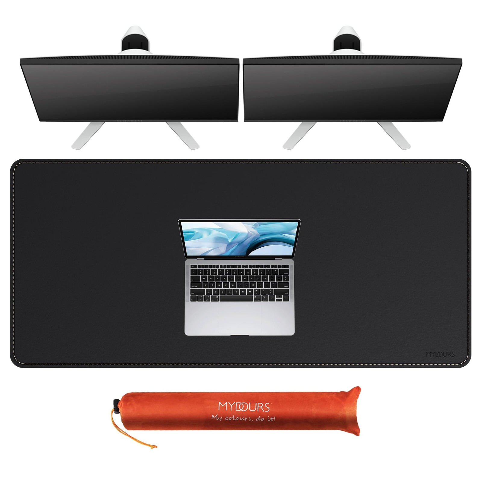 Black PU Leather XXL Large Desk Mat 52x24 Inch Extended Mouse Pad Office