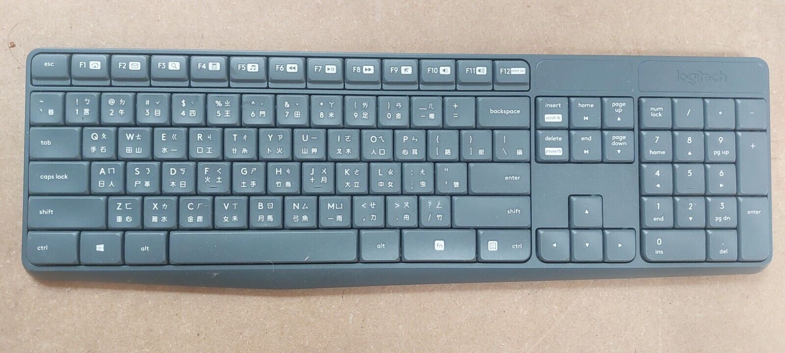 Logitech K235 Wireless Keyboard Only Chinese,English-Gray Receiver Not Included
