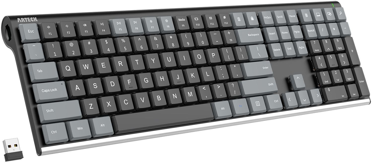 Gray 2.4G Wireless Mechanical Gaming Keyboard Tactile Brown Switches