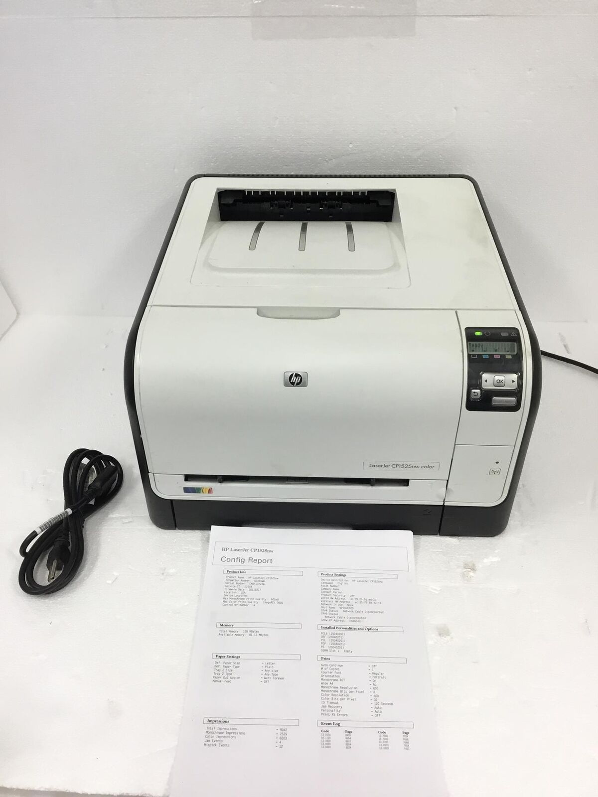 Hp Laserjet CP1525NW Color Printer 128Mb Page Count 9044 Usb Network Wireless