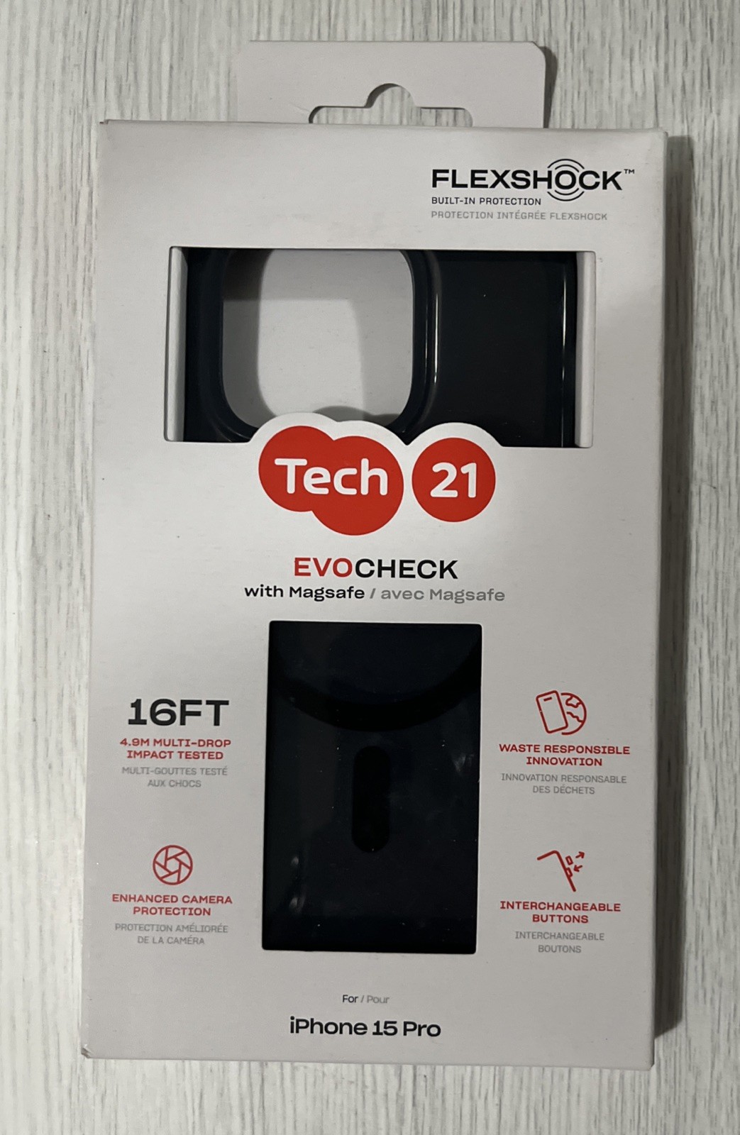 Tech21 EvoCheck MagSafe Flexshock Case For iPhone 15 Pro - Smokey/Black