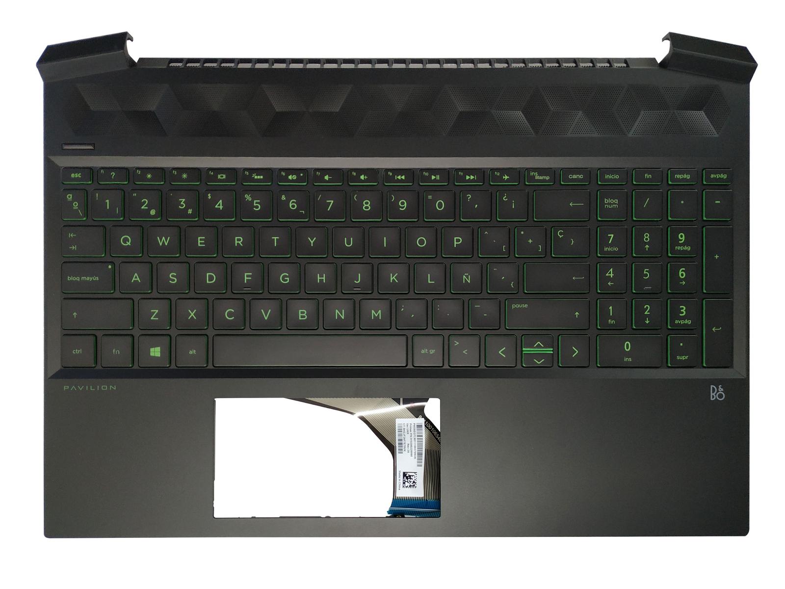 Laptop Latin/Spanish Keyboard FOR HP Pavilion 15-EC Palmrest Backlit Green NEW