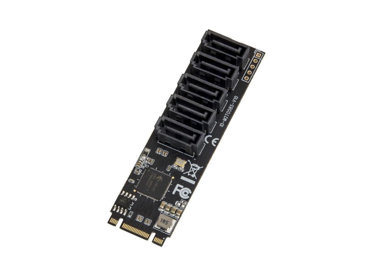 IO CREST Internal 5 Port Non-RAID SATA III 6GB/s M.2 B+M Key Adapter Card