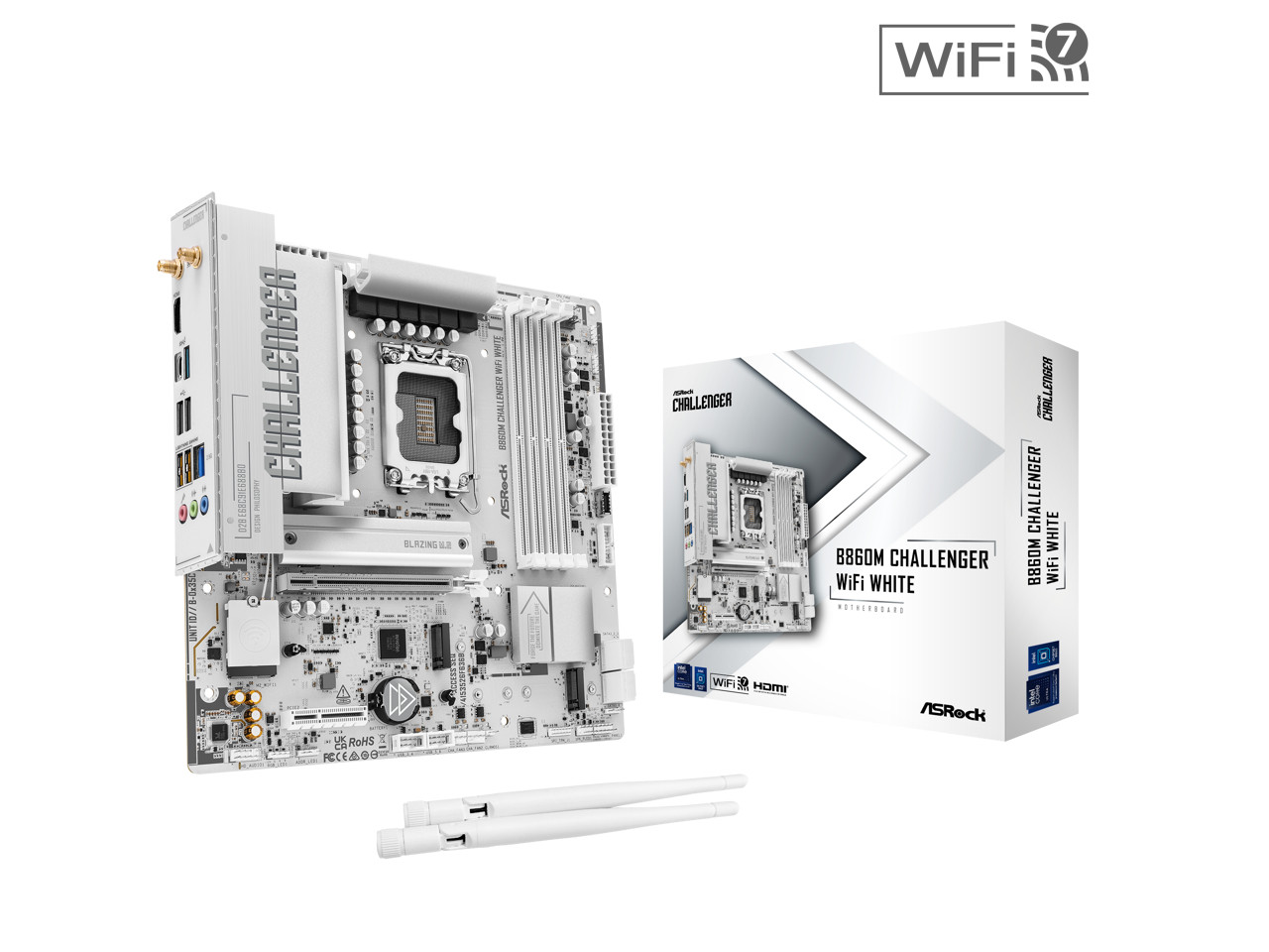 ASRock MB B860 Challenger WiFi White LGA 1851 Intel B860 SATA 6Gb/s DDR5 ATX Mot