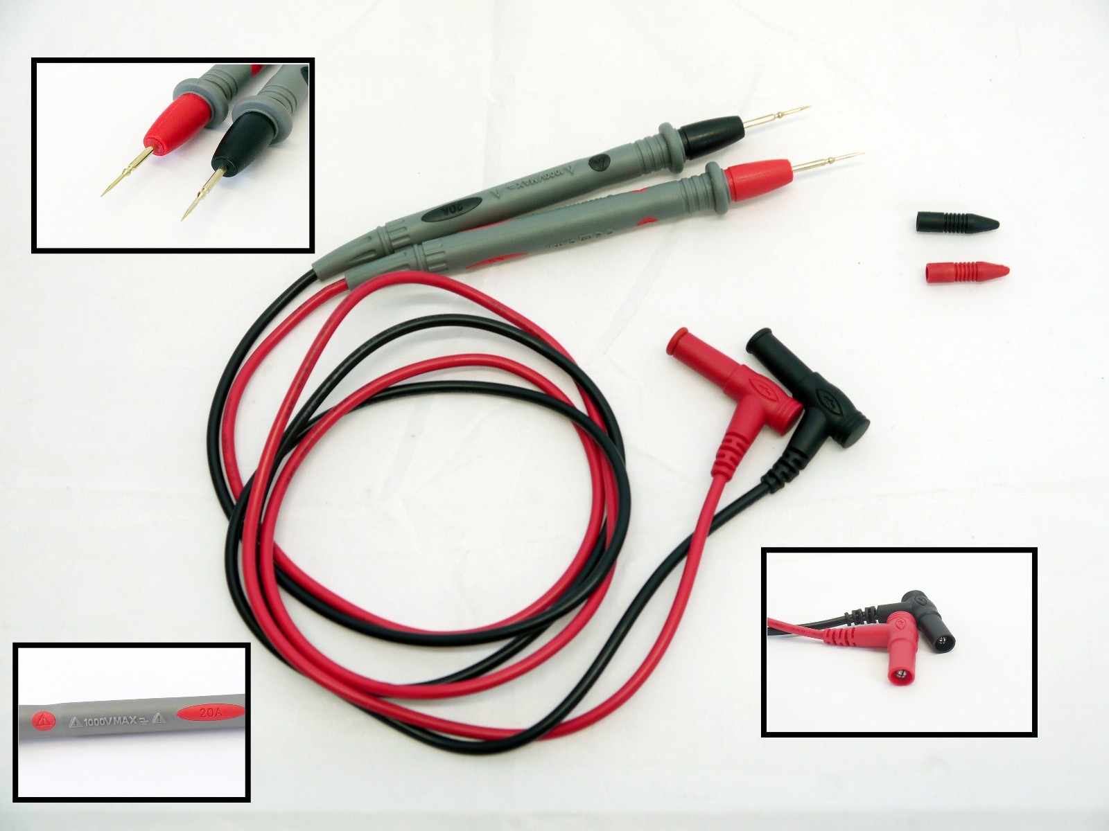 1 Pair Ultra sharp pointed Probe Test Leads Pin Cable 20A For Multimeter Meter