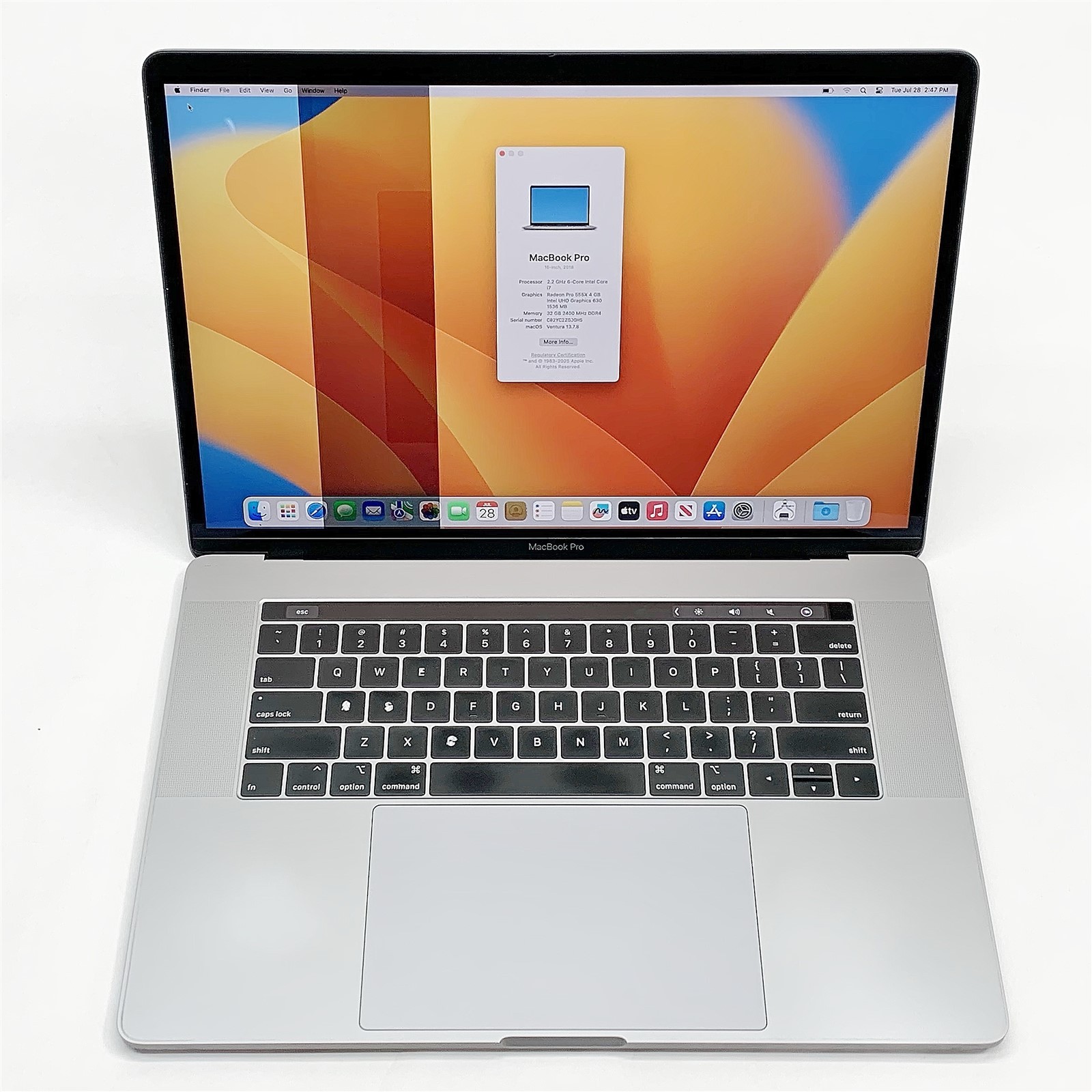 Apple MacBook Pro 15,1 A1990 2018 i7 8750H 2.2GHZ 15" 32GB 512GB SSD OSX Ventura