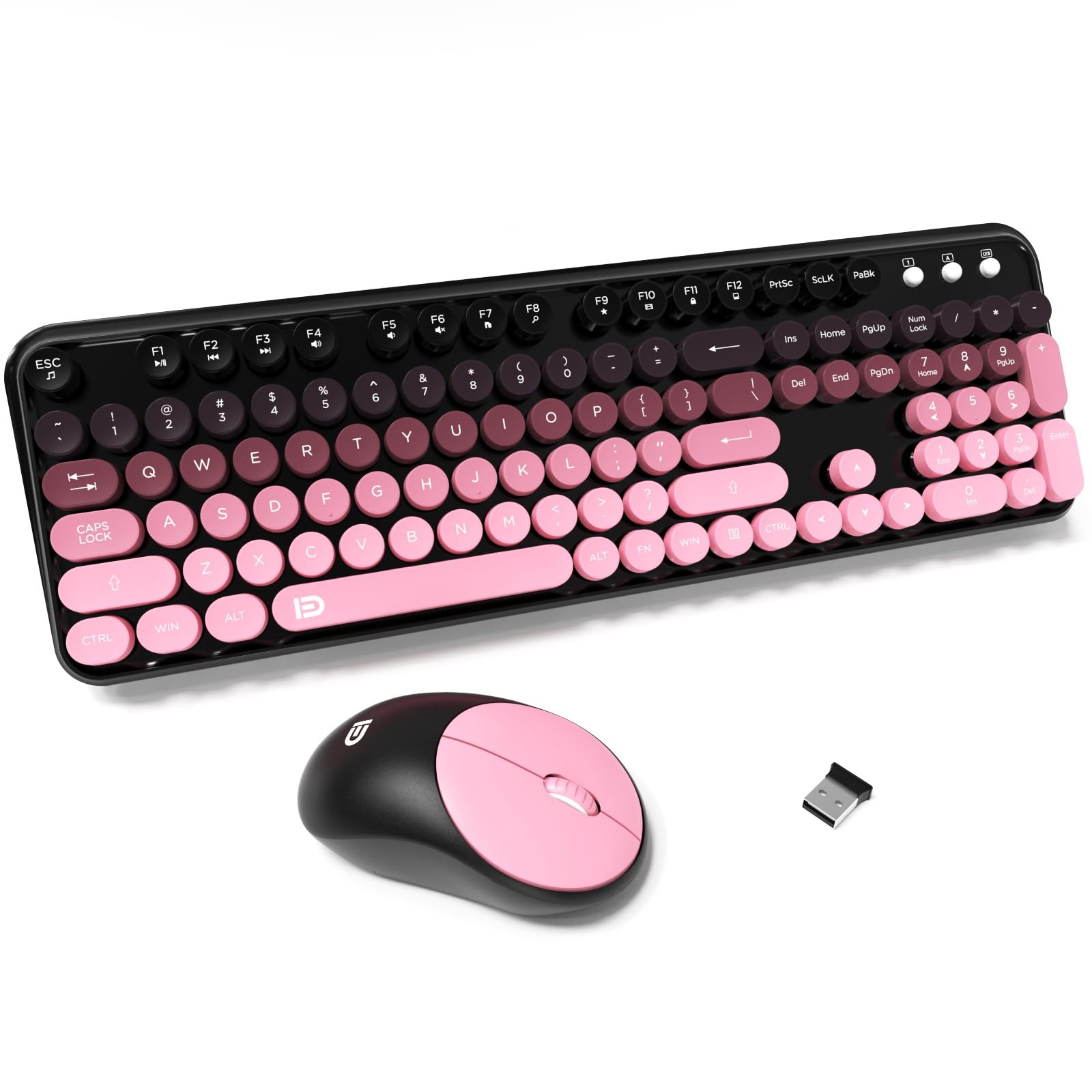 Wireless Keyboard and Mouse Combo  2.4G FullSized Cute Colorful Mouse and Key...