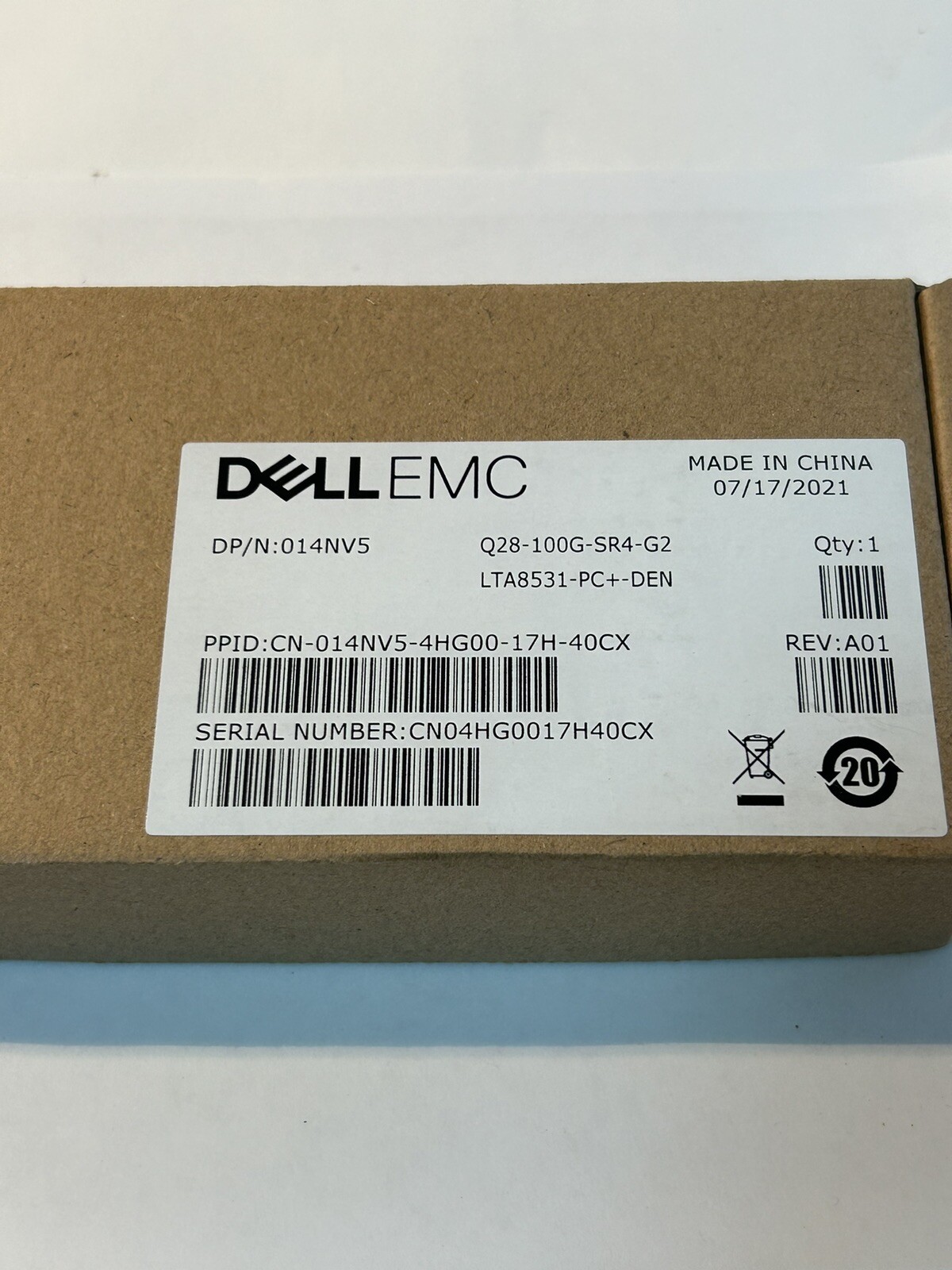 DELL EMC 014NV5 Q28-100G-SR4-G2 DP/N: 014NV5 QSFP-100G-SR4 *New In Box*