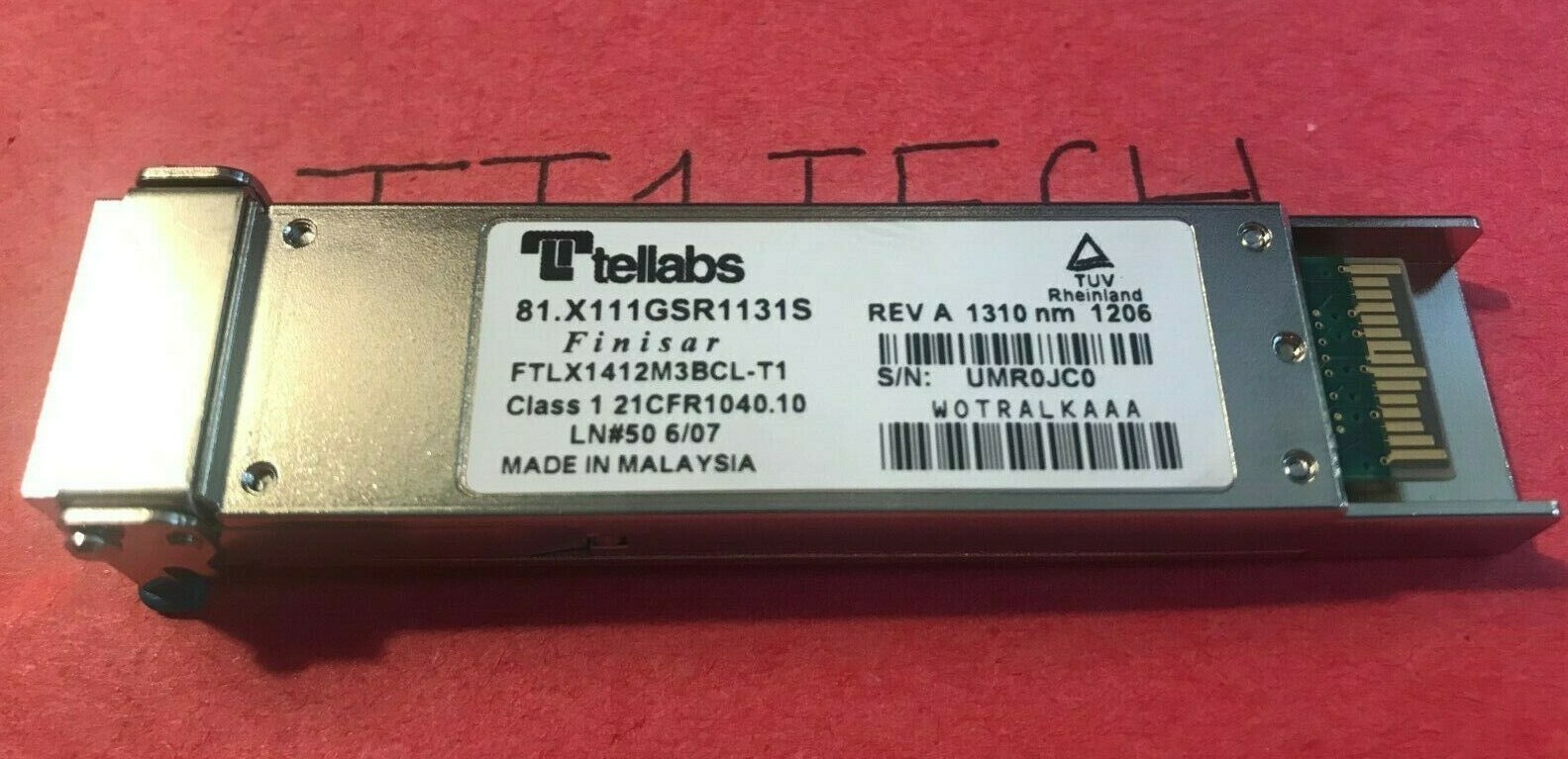 Tellabs 81.X111GSR1131S Rev A 1310nm Multi-rate XFP WOTRALKAAA transceiver 