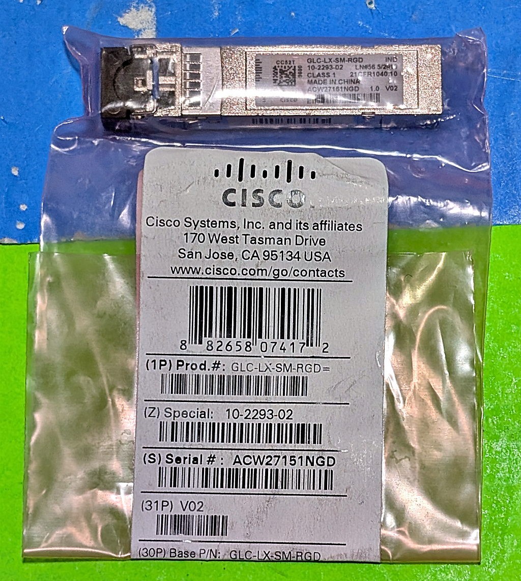 GLC-LX-SM-RGD GENUINE Cisco 1000Base LX/LH SFP Transceiver 10-2293-02