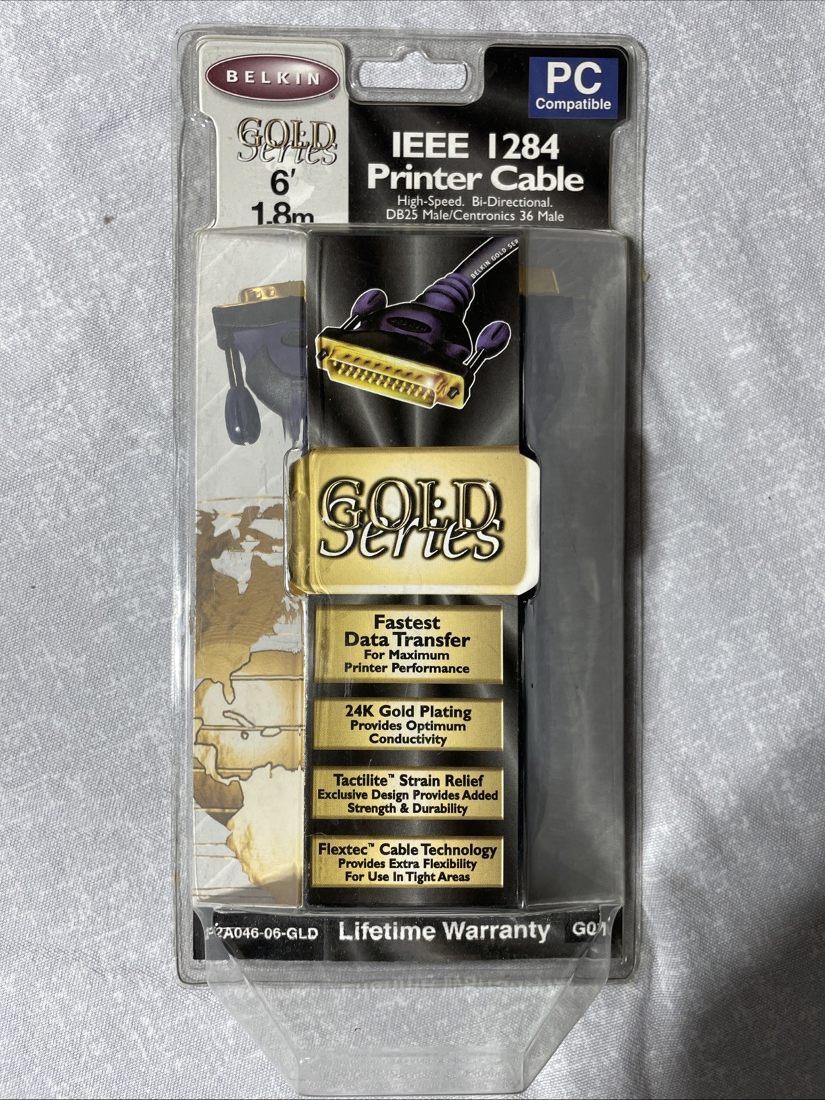 NOS Sealed Belkin Printer Cable IEEE 1284 6’ Foot Gold-Series F2A046-06-GLD