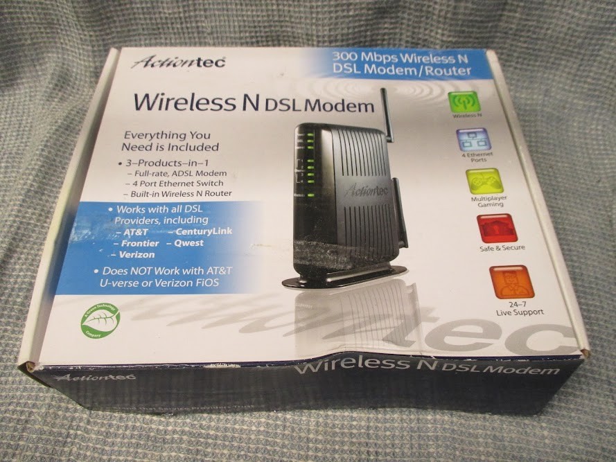 Actiontec GT784WN Wireless N DSL Modem Router 300 Mbps | No Power Cord