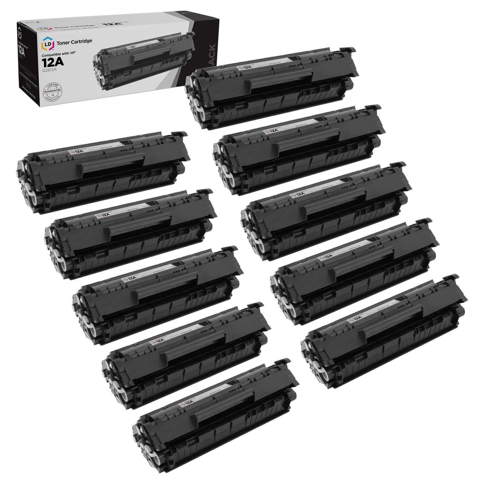 LD Compatible Replacement Fits for HPQ2612A 12A 10PK Black Laser Toner Cartridge