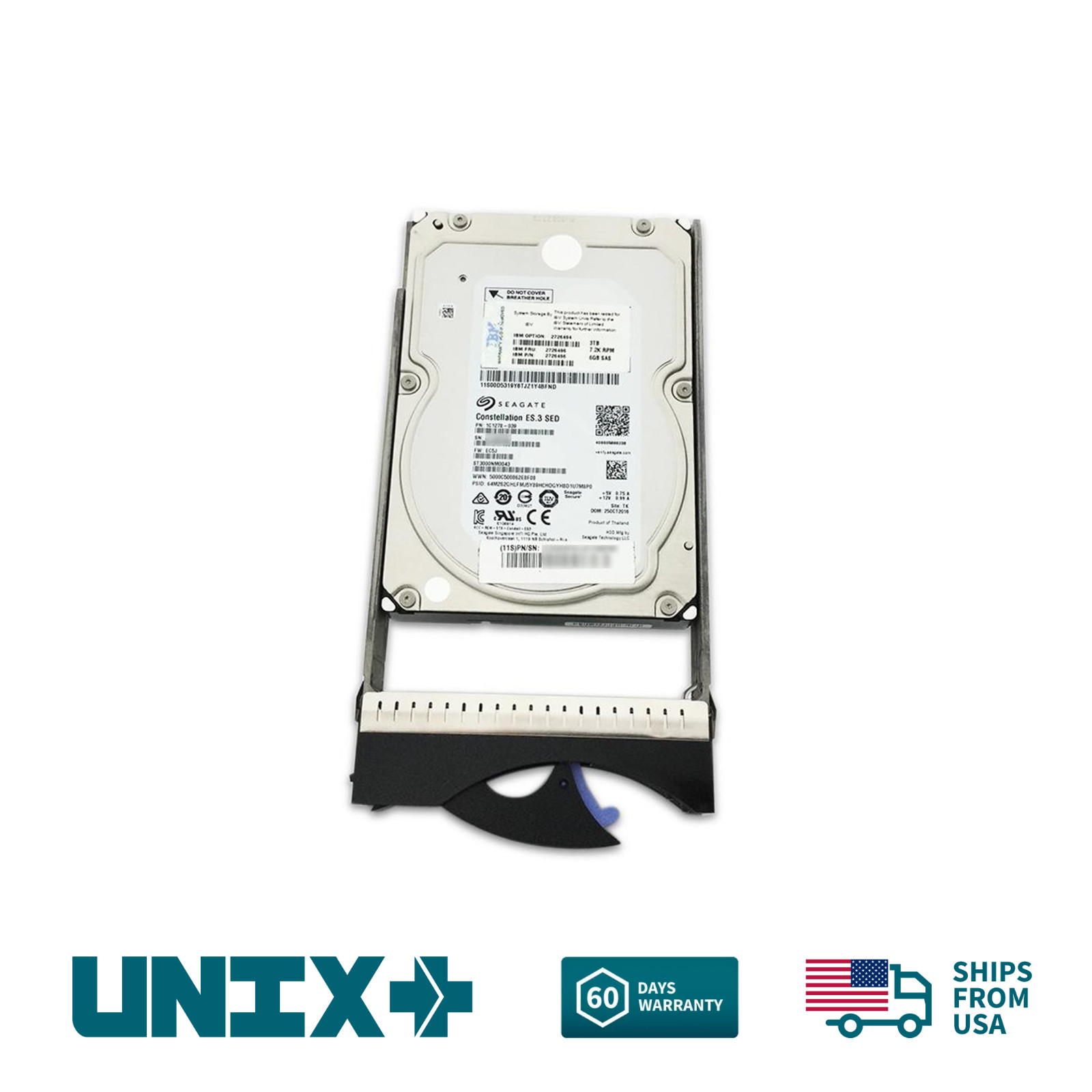 IBM 2726496 3TB SAS 3.5in 6Gbps 7.2K RPM Hard Disk Drive w/ Caddy for IBM Server