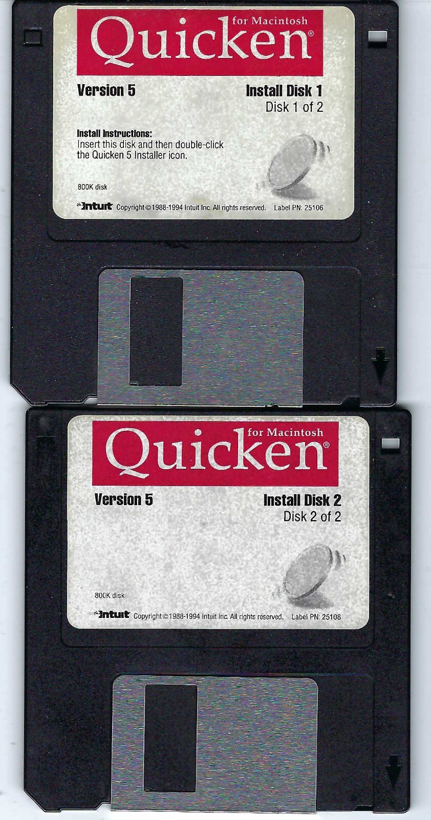 ITHistory SOFTWARE APPLE (1994)  QUICKEN  V5 Mac (Intuit) 2 x 3.5" No Man
