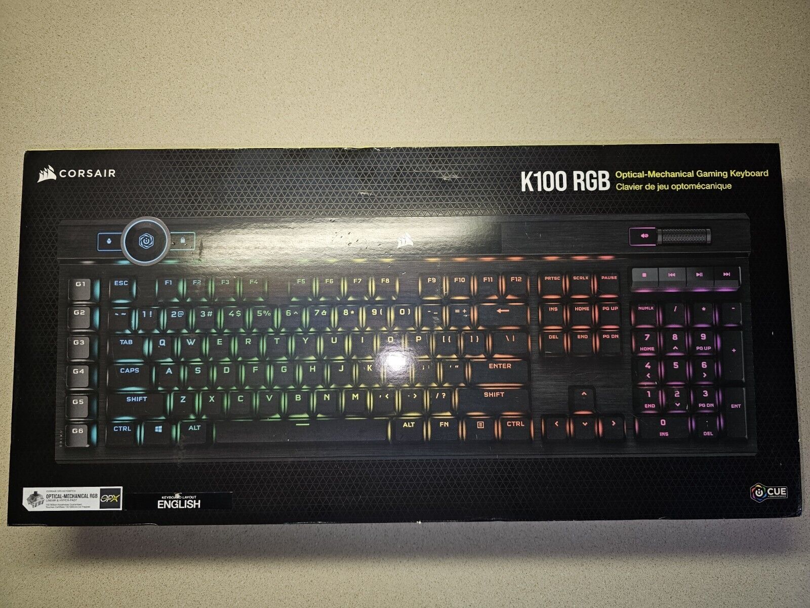 Corsair K100 RGB Optical-Mechanical Keyboard (Black) + Palmrest (Read)