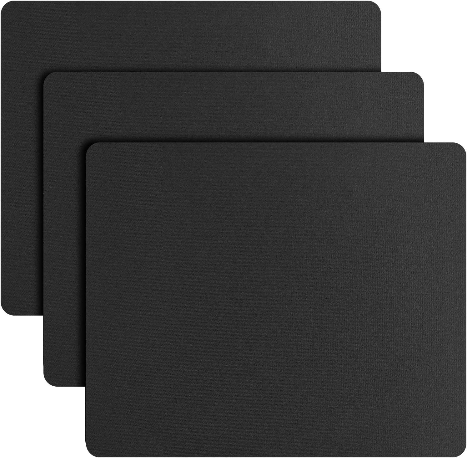 3 Alfombrillas Raton 9.5x8 Pulg Base Goma Antideslizante Oficina Hogar Negro