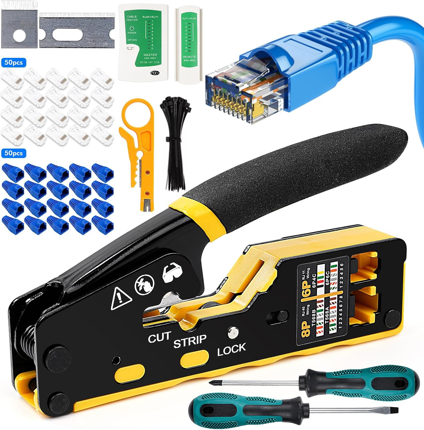 RJ45 Crimp Tool Kit 157PCS Pass-Through Ethernet Network Installation