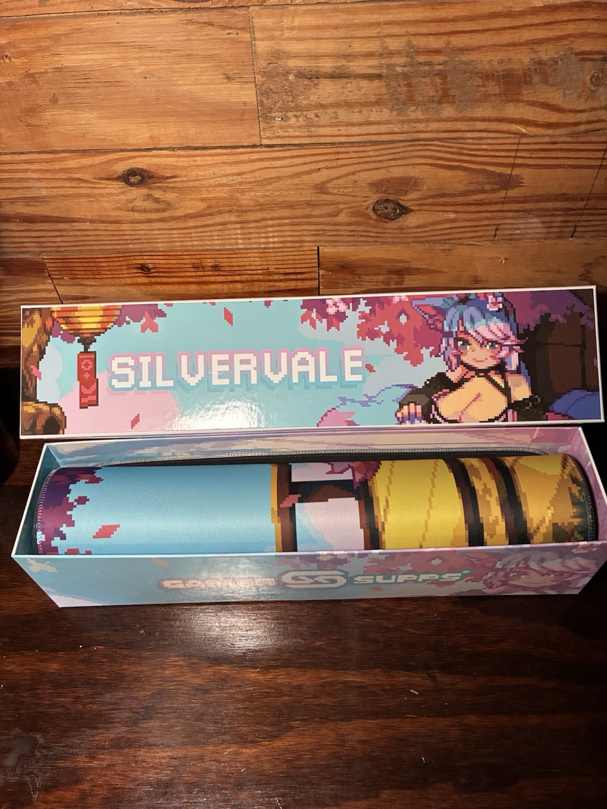 GamerSupps GG Waifu Creator Cup Silvervale Pixel RGB Mousepad w/ Free Samples