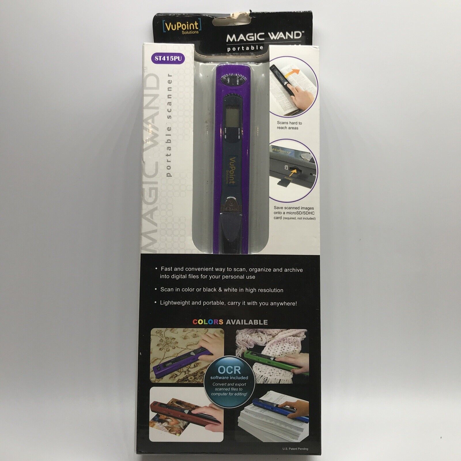 VuPoint Magic Wand Handheld Scanner Purple Portable ST415PU NEW