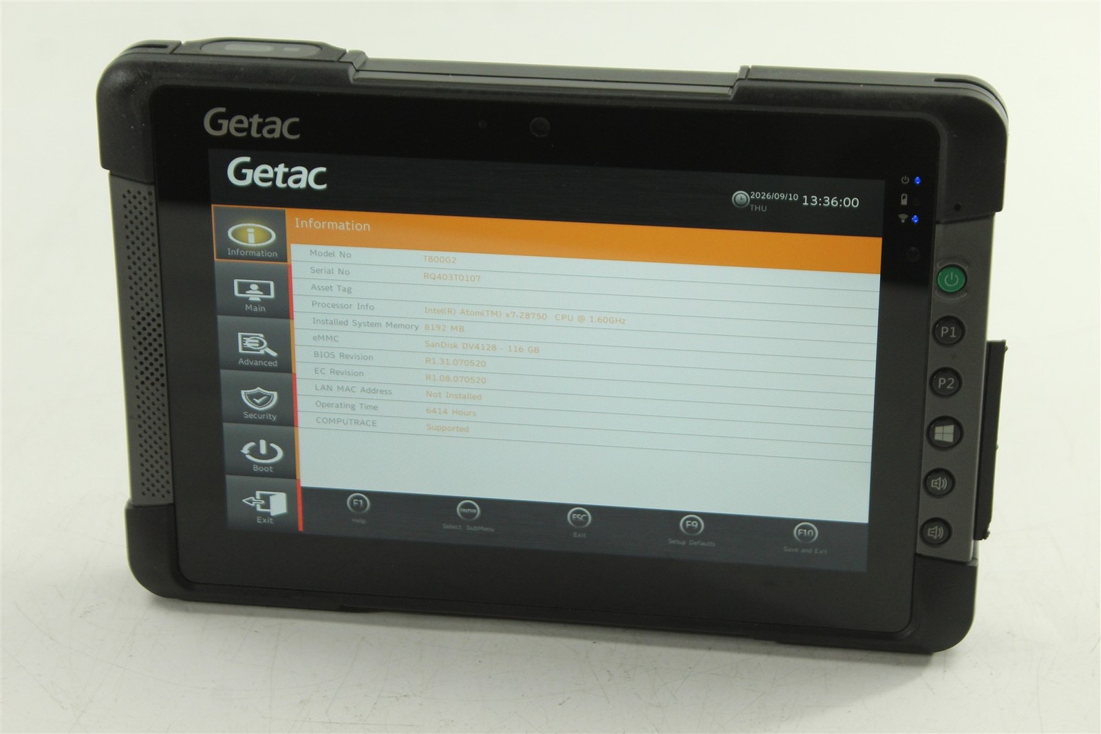 GETAC T800 G2 LTE Rugged Tablet 8.1" Atom x7-Z8750 128GB eMMC 8GB RAM NO OS