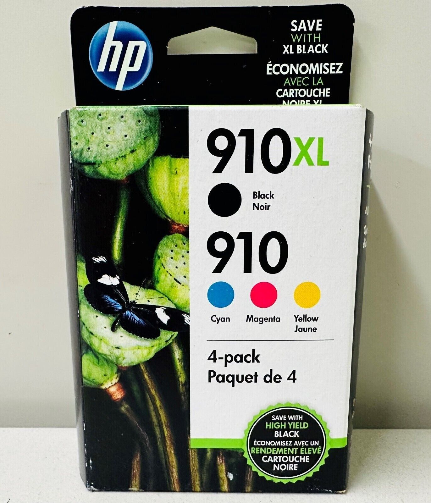 4 PACK HP GENUINE 910XL BLACK & 910 CMY COLOR INK OFFICEJET 6950 6958 6962