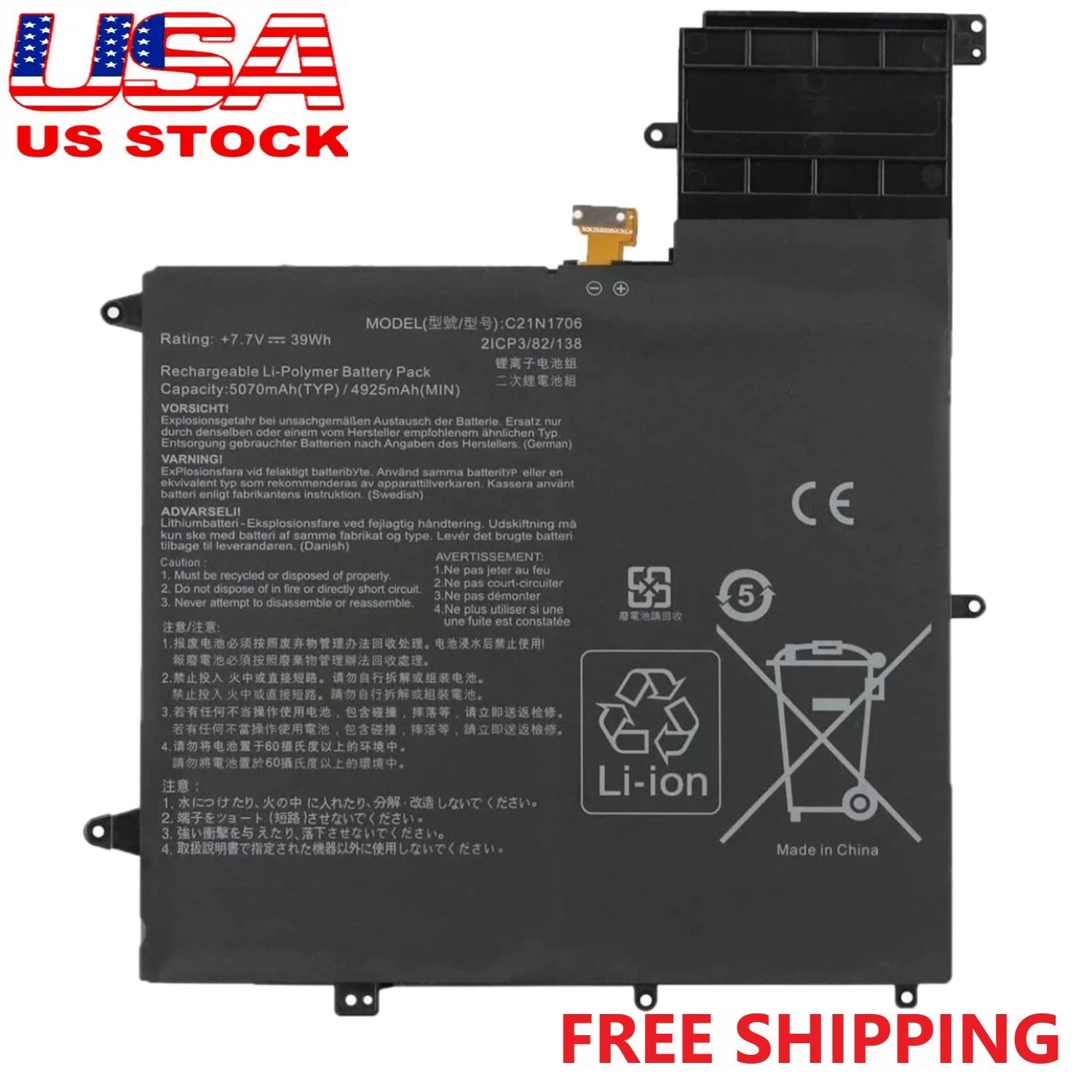 C21N1706 New Battery for Asus ZenBook Flip S UX370UA UX370F Q325UA UX370UA-C41