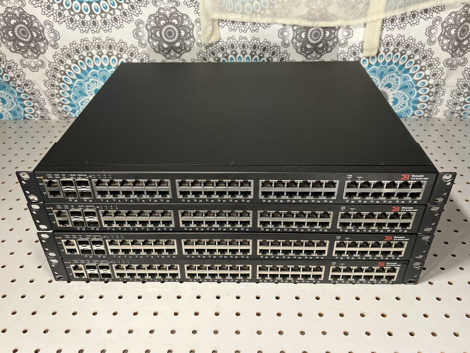 LOT 4 Brocade Communications Systems ICX 6450-48P 48-Port ICX6450 10G POE Switch