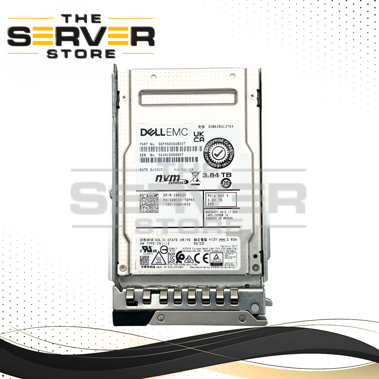 Dell EMC 3.84TB NVMe U.3 G4 RI 2.5" SSD CM6-R KCM6XRUL3T84 (G15) 08W2G5 8W2G5