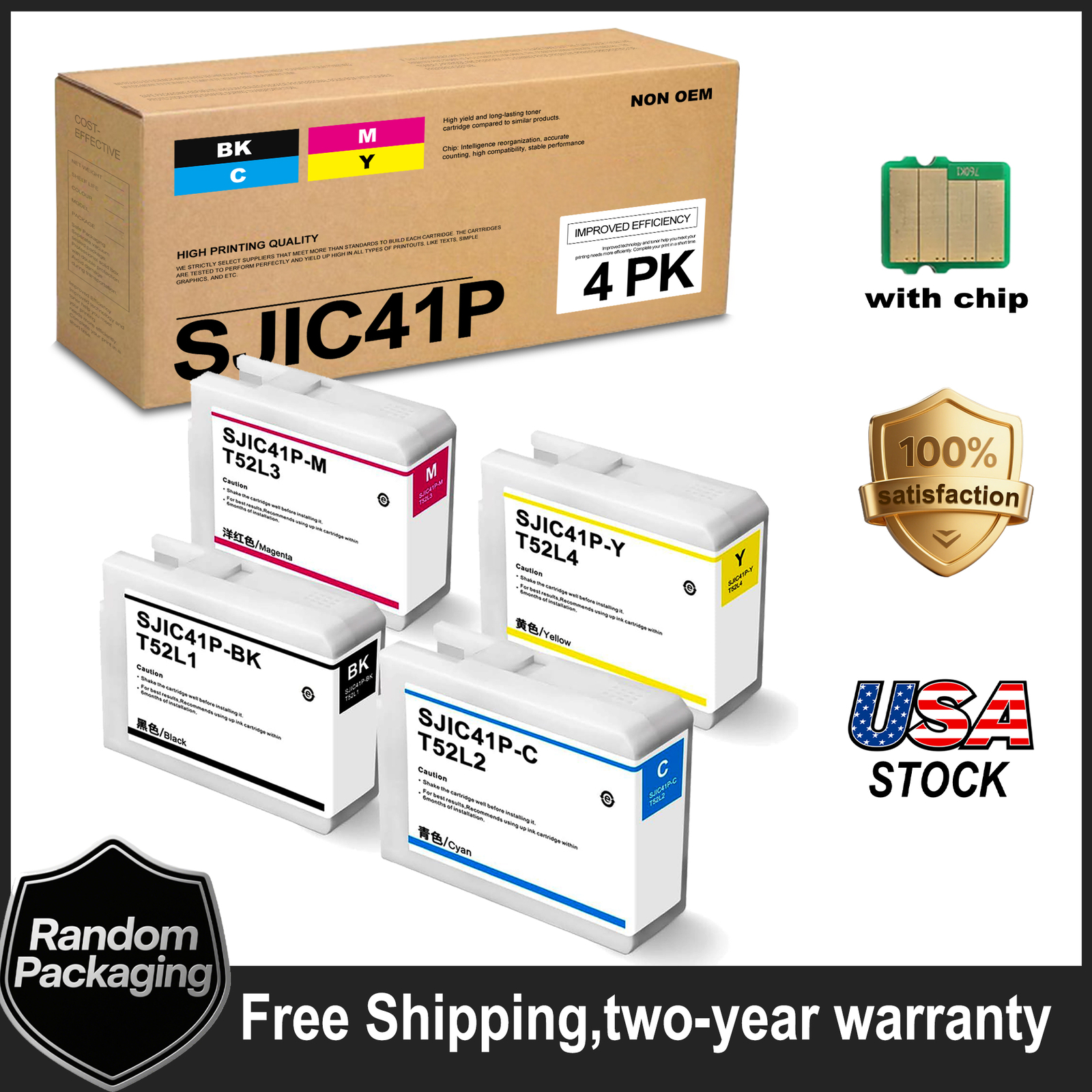 SJIC41P Ink Cartridge With Chip For Epson ColorWorks CW-C4000 (4PK C/M/Y/BK)
