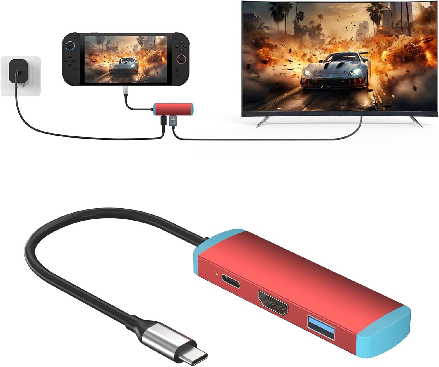 USB C Switch 2 Dock,4K@60Hz HDMI Adapter with PD/USB 3.0 Port,Replacement Dock
